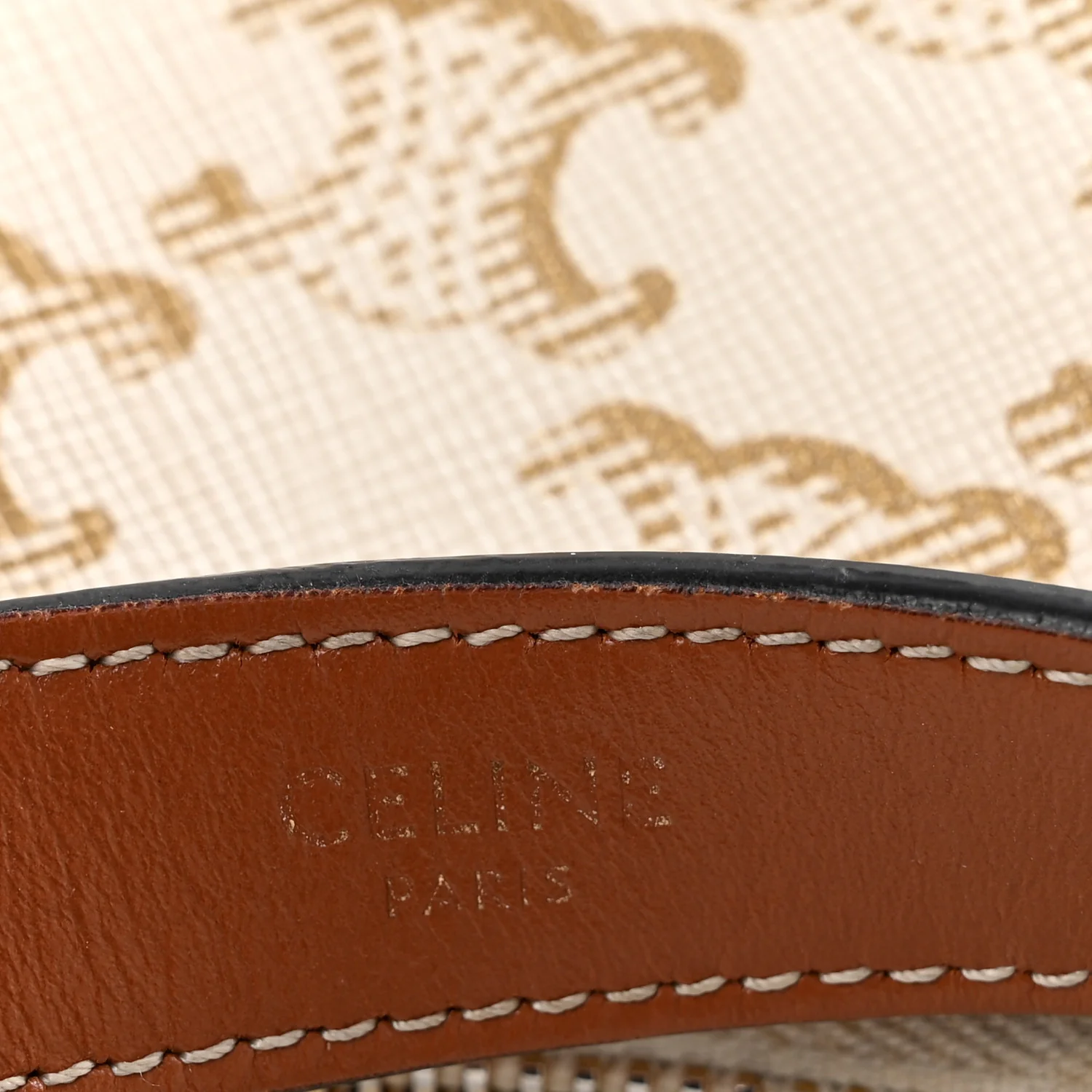 Canvas Calfskin Ava Triomphe Shoulder Bag White