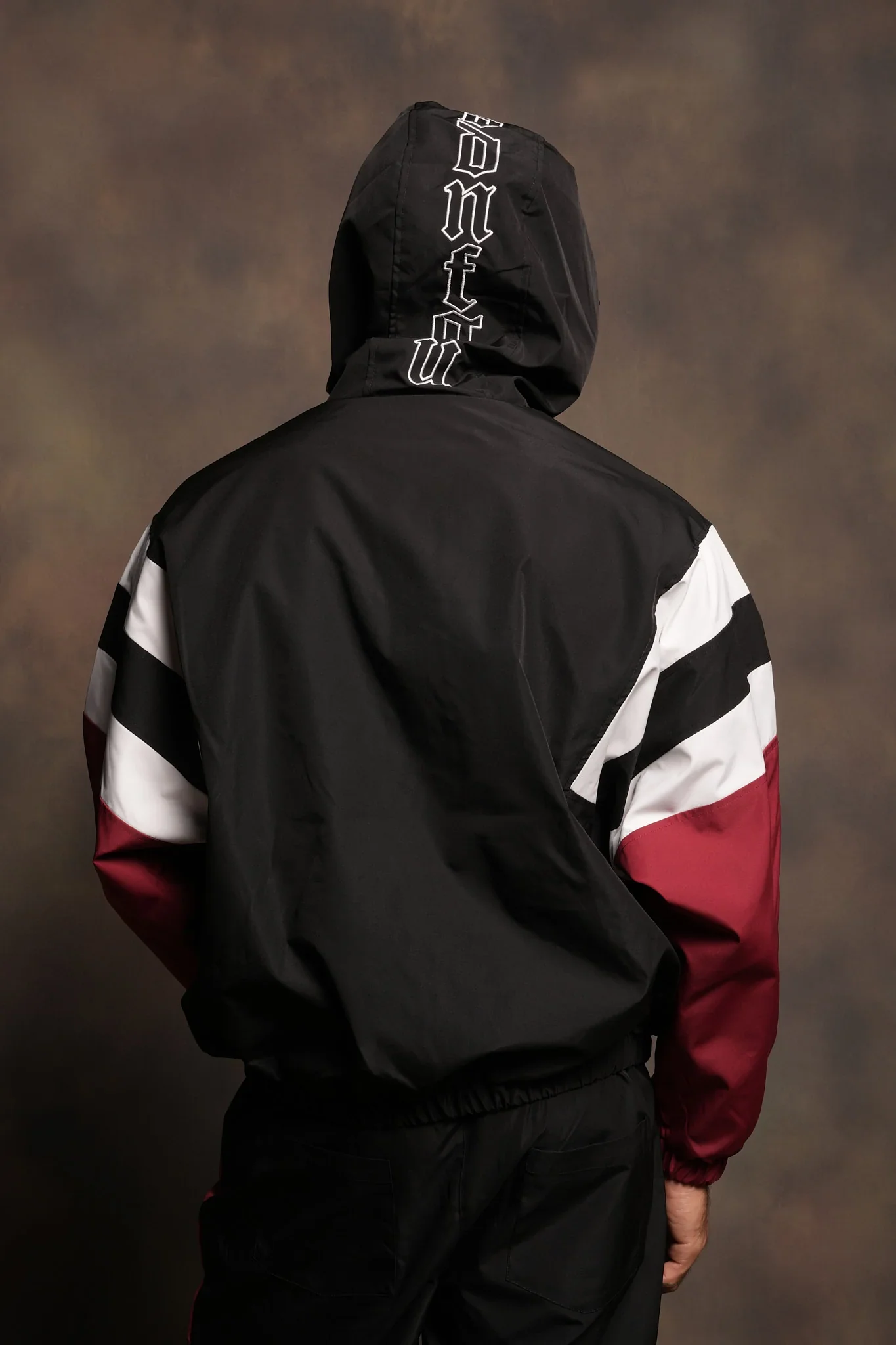 Lobo Chopper Brolic Track Jacket In Black/Cherry Red