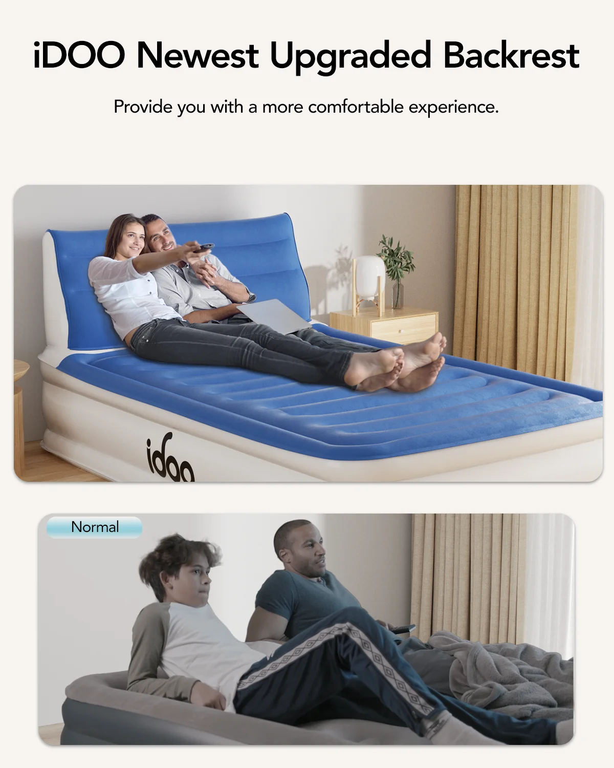 Full Headboard Air Mattress, 15" Inflatable Bed with Built-in Pump, 700lbs Max - Image 6