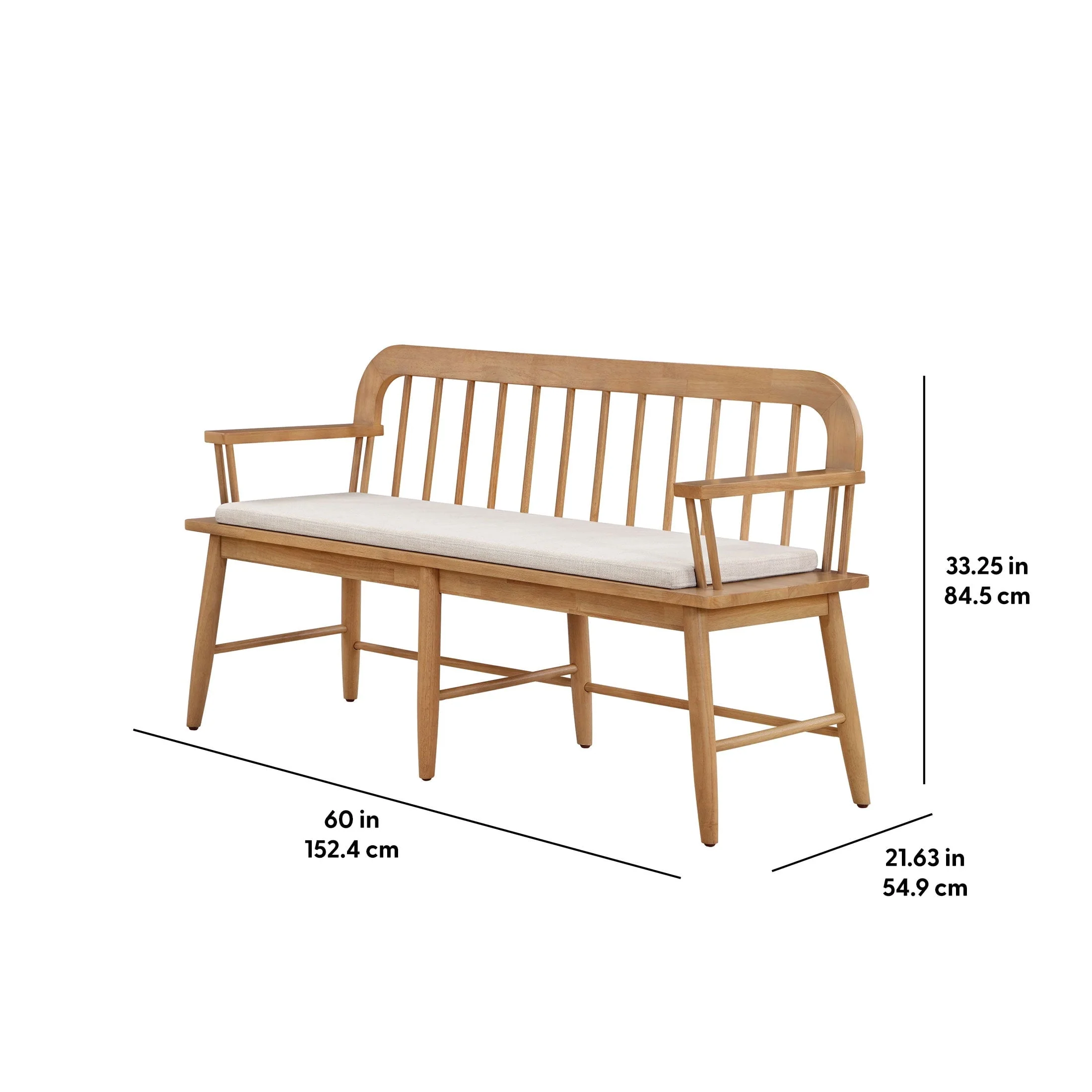 Windemere Solid Wood Bench, Natural Oak finish, by Dave Jenny Marrs - Image 3