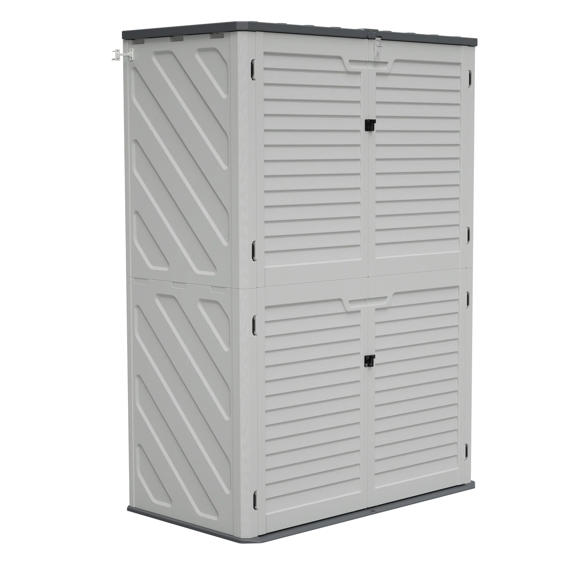 AECOJOY 61.6 Cu.ft Outdoor Resin Storage Shed with Easy Lift Hinges, Weatherproof Tall Unit with 4 Doors