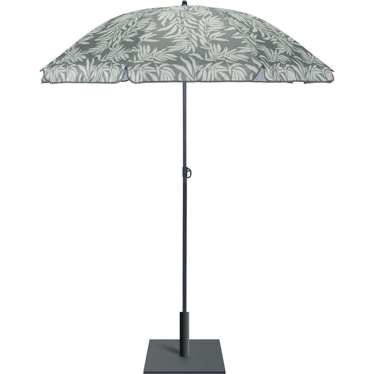 Parasol rond centré inclinable Sun motif feuillage vert UPF30+ Ø160xH195cm