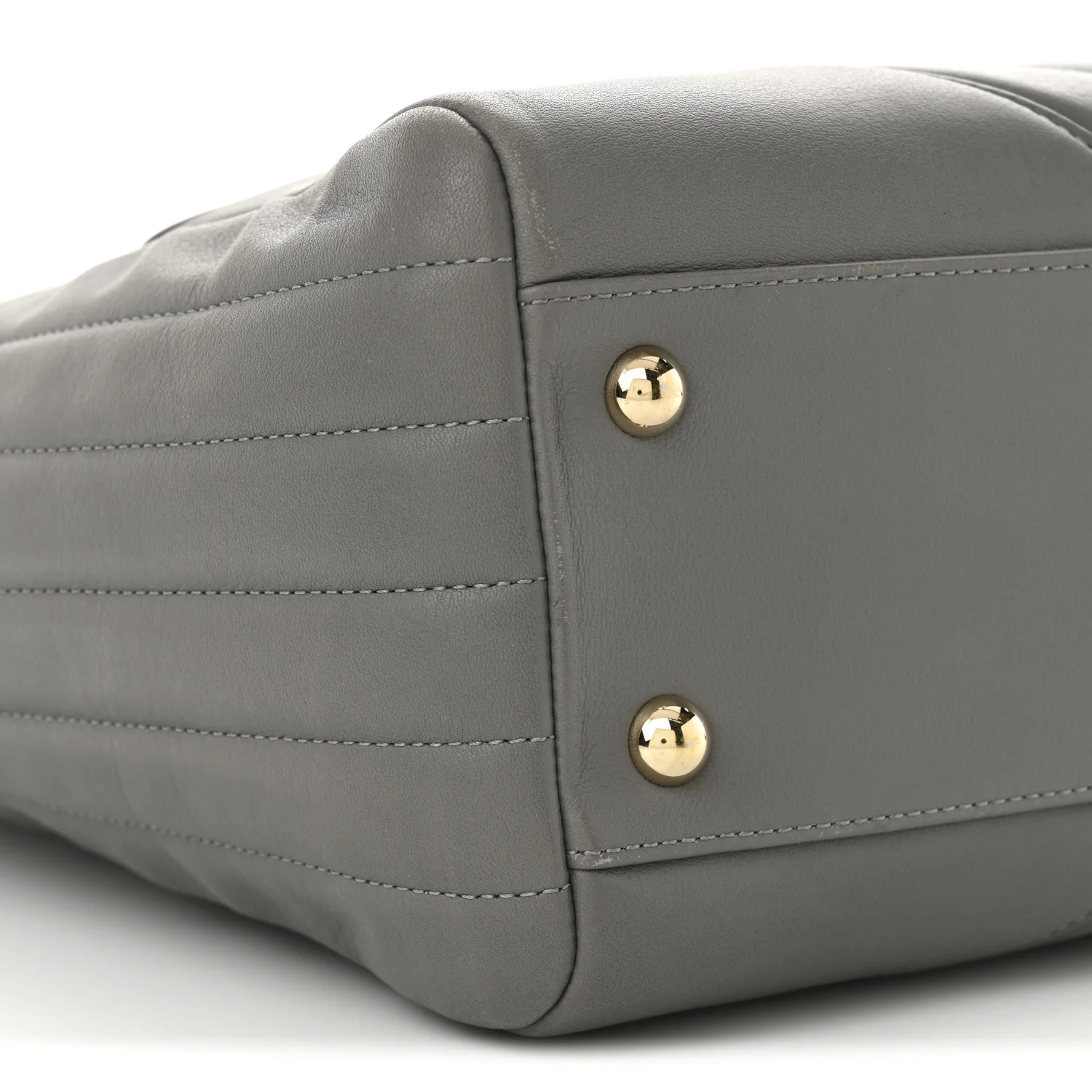 Calfskin Chevron Quilted Statement Shopping Tote Grey