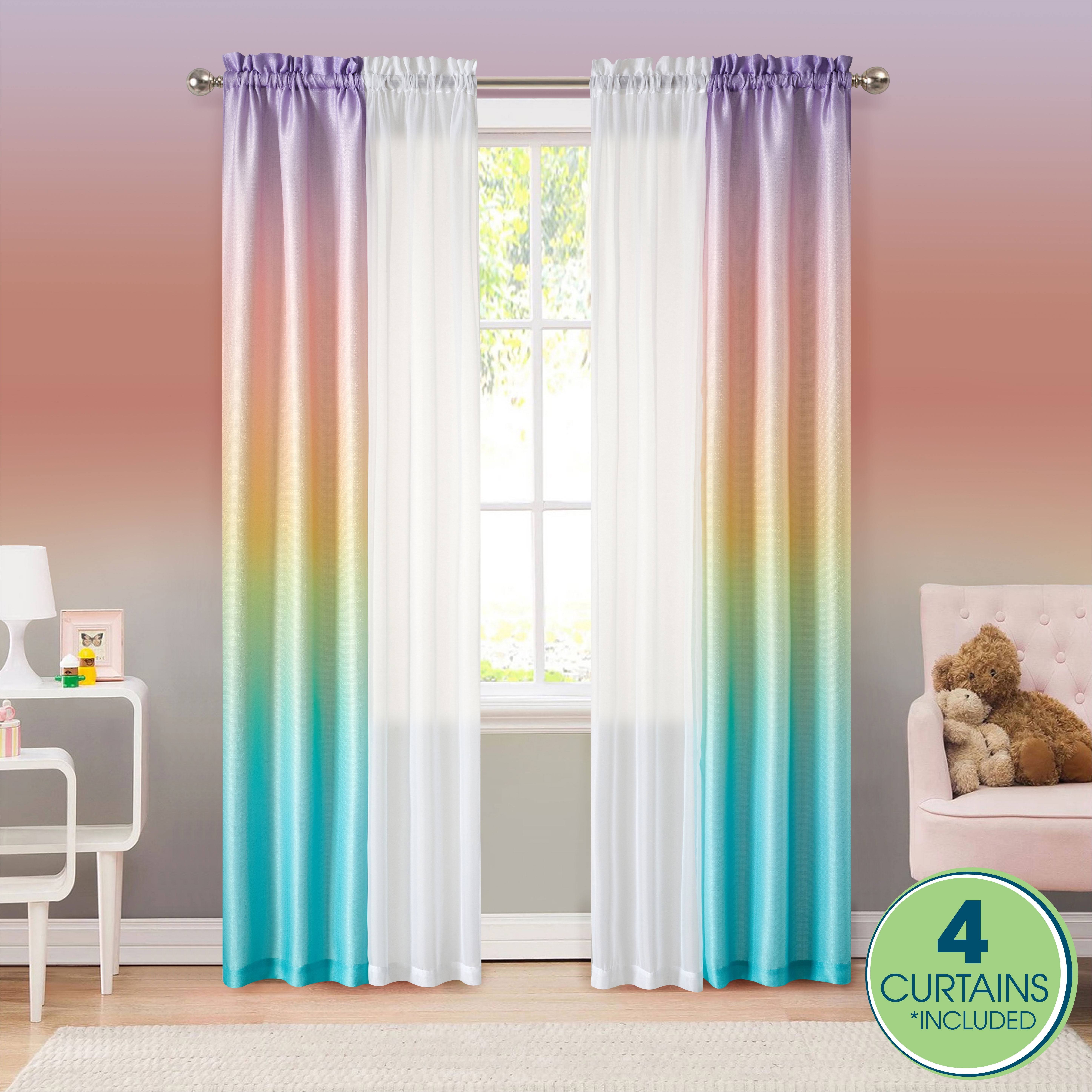 Your Zone 4 Piece Curtain Panel Set, 27.5 inch x 84 inch Inches Panels, Ombre