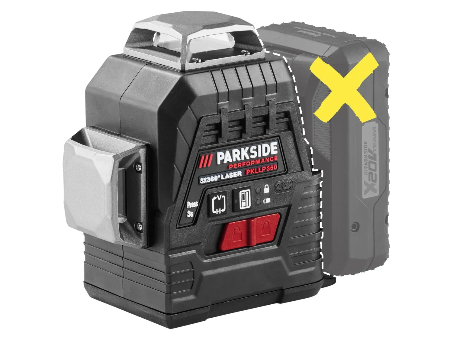 PARKSIDE PERFORMANCE Niveau laser en croix sans fil PKLLP 3360 A1, vert, 30 m 20 V