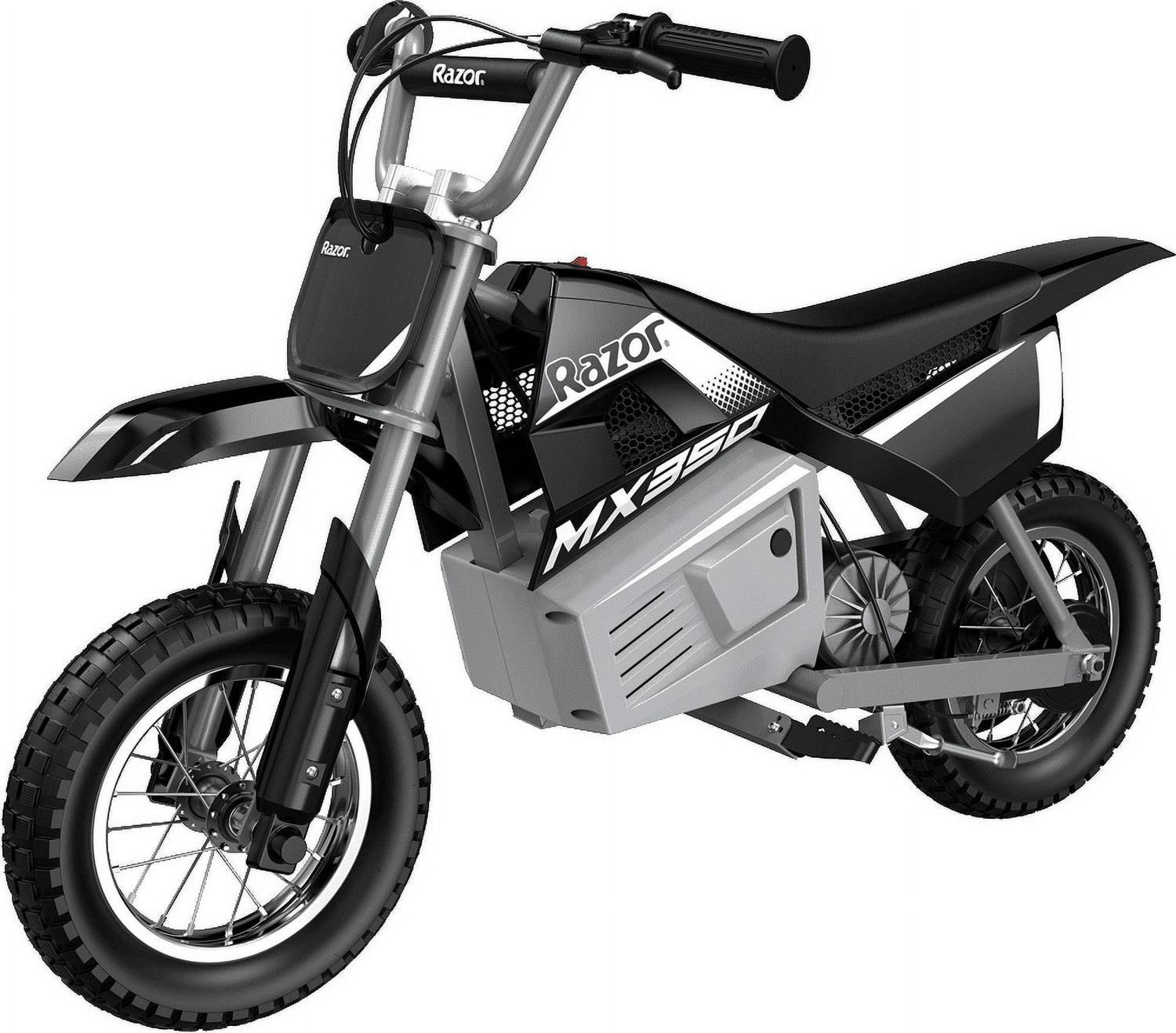 Razor Dirt Rocket MX350 - Black with Decals. up to 14 Mph. 24V Electric Dirt Bike for Child 8+