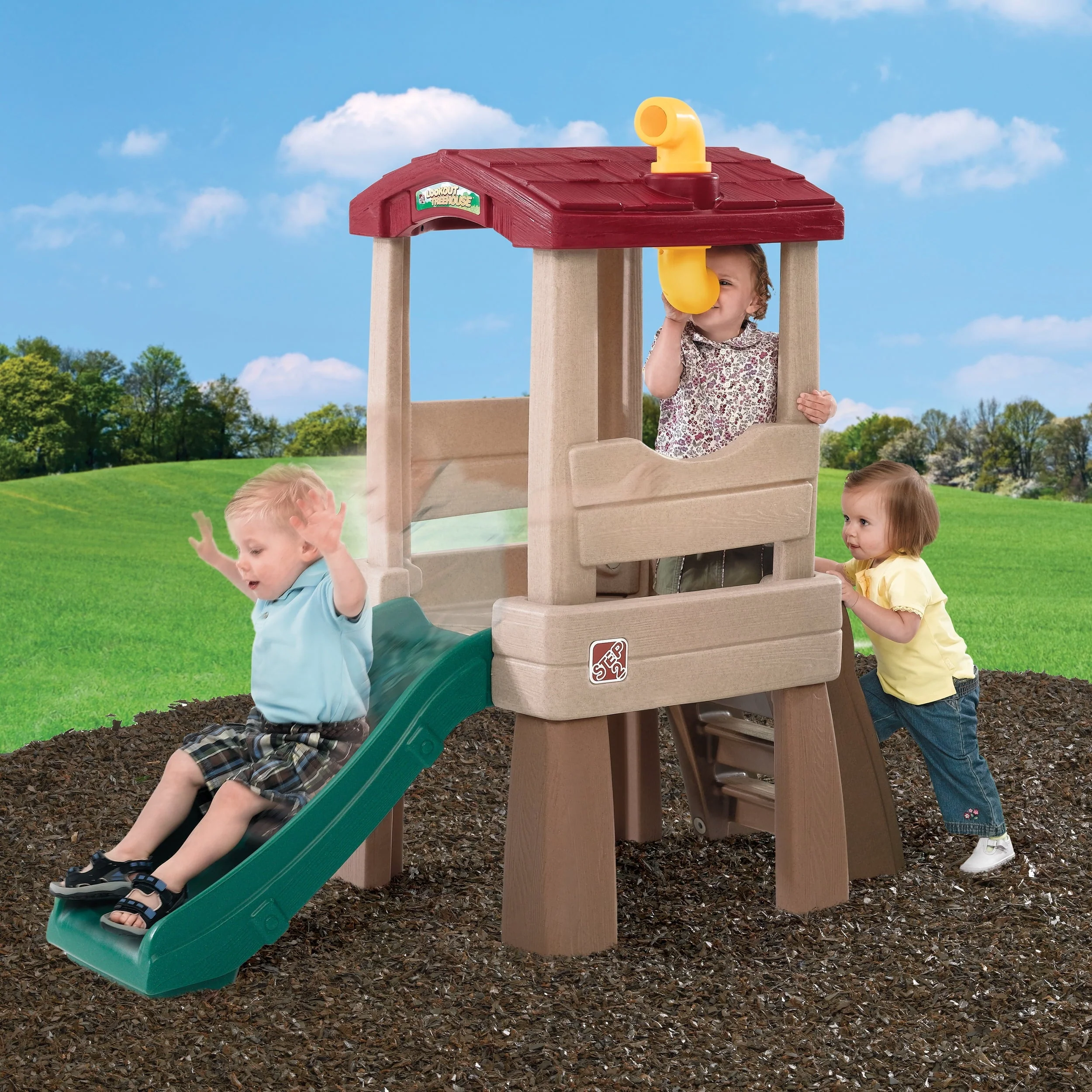 Step2 Naturally Playful Lookout Treehouse Toddler Climber with Slide Image 5