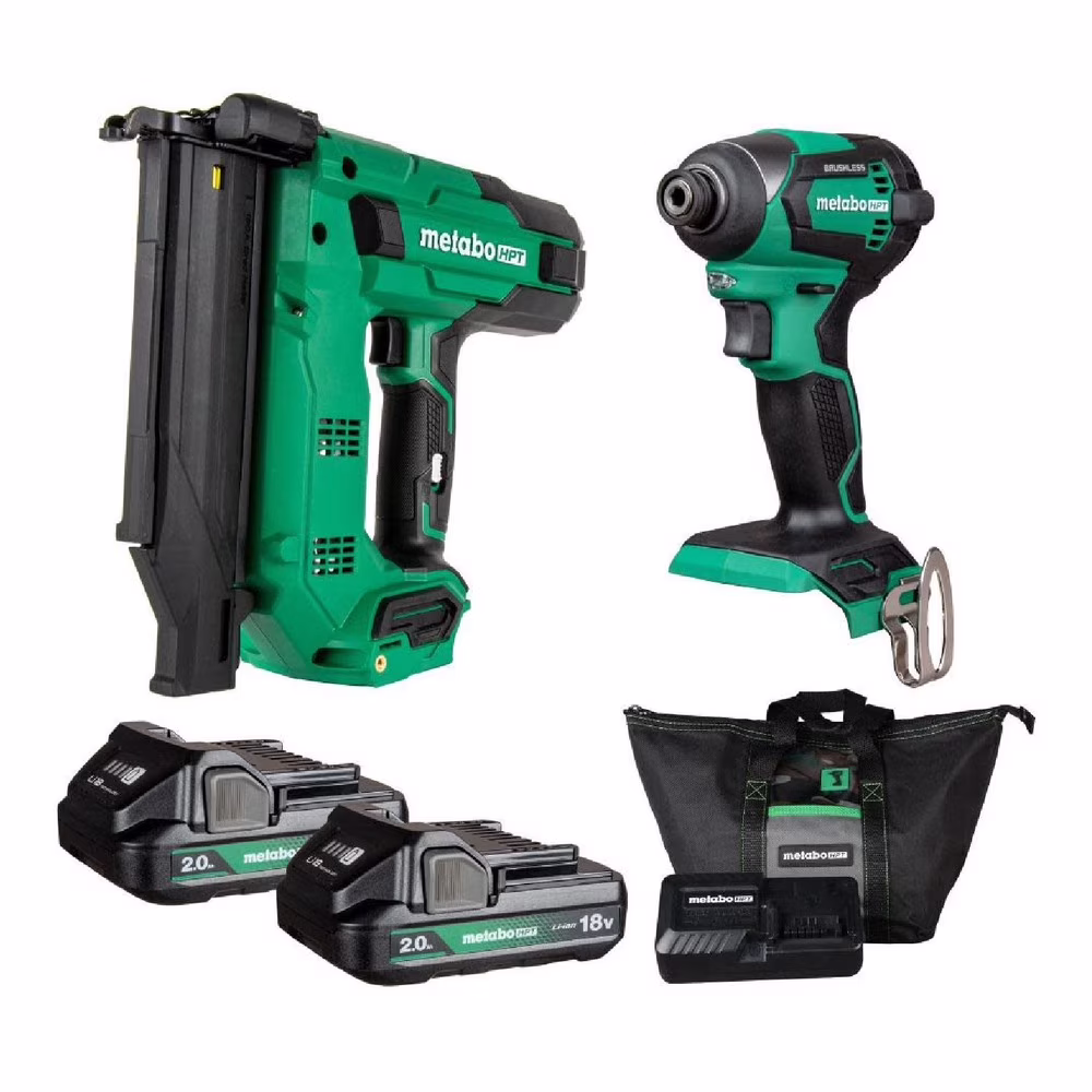 Metabo HPT 18V MultiVolt? Brad Nailer + Impact Driver Combo Kit, KC18DEXQD