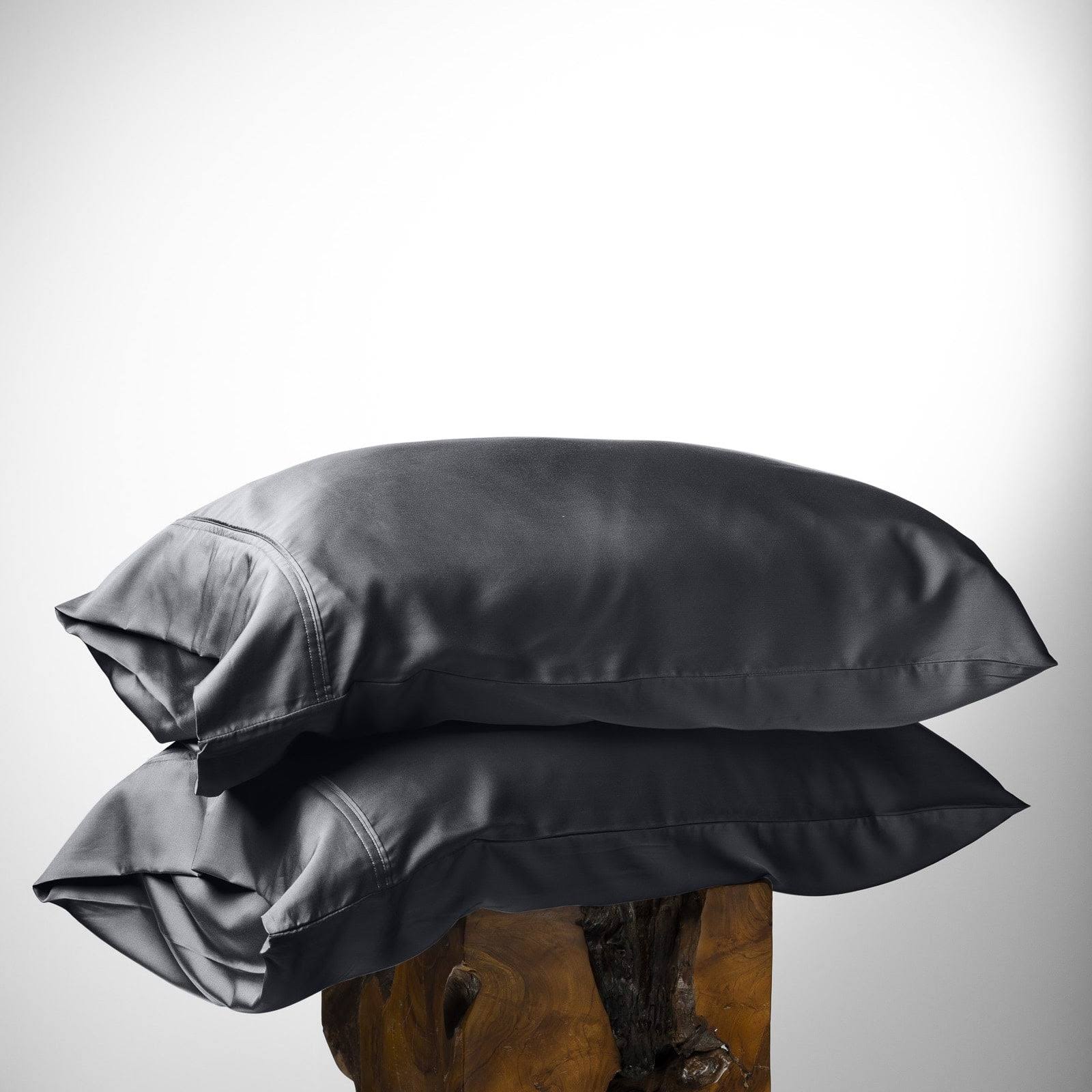 Olive + Crate Pillow Cases - Eucalyptus Cooling Pillow Cases for Hot Sleepers & Night Sweats, Queen / Charcoal