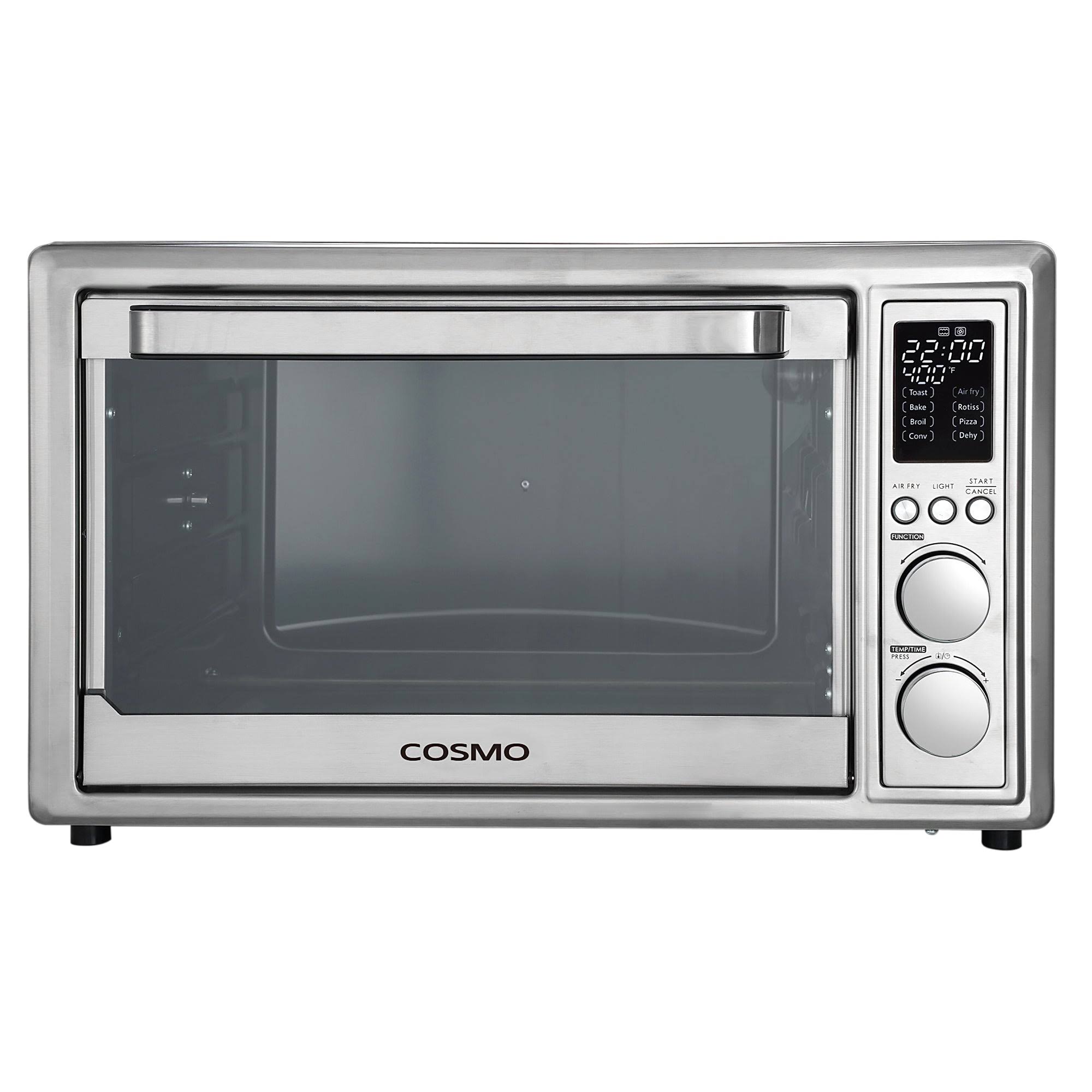 Cosmo Air Fryer Toaster Oven COS-317AFOSS 32 Quart Compact Electric with LED Display, Air Fry Basket, Rotisserie Fork, 1800W in Stainless Steel
