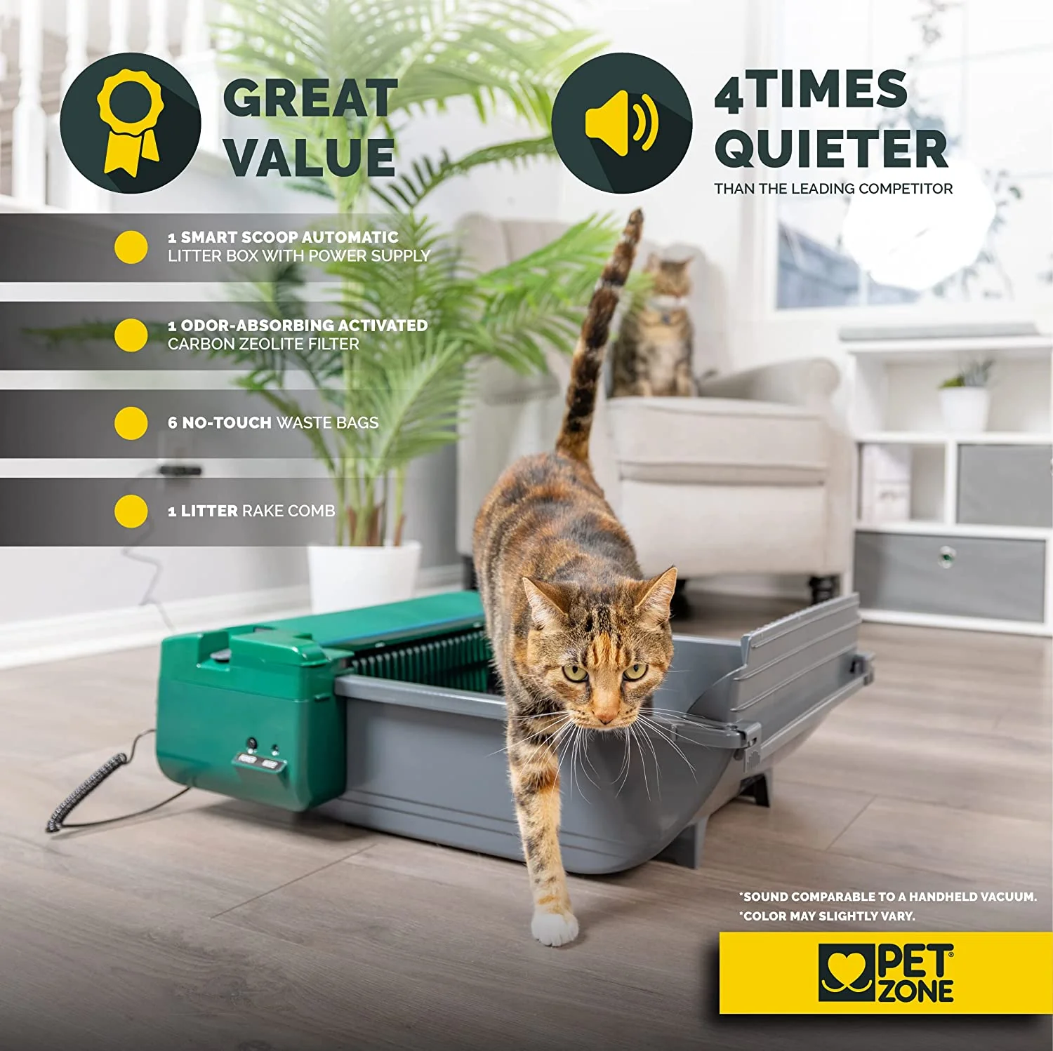 Bac à litière automatique Pet Zone Smart Scoop (Bac à litière autonettoyant, bac à litière pour chat sans recharges coûteuses)