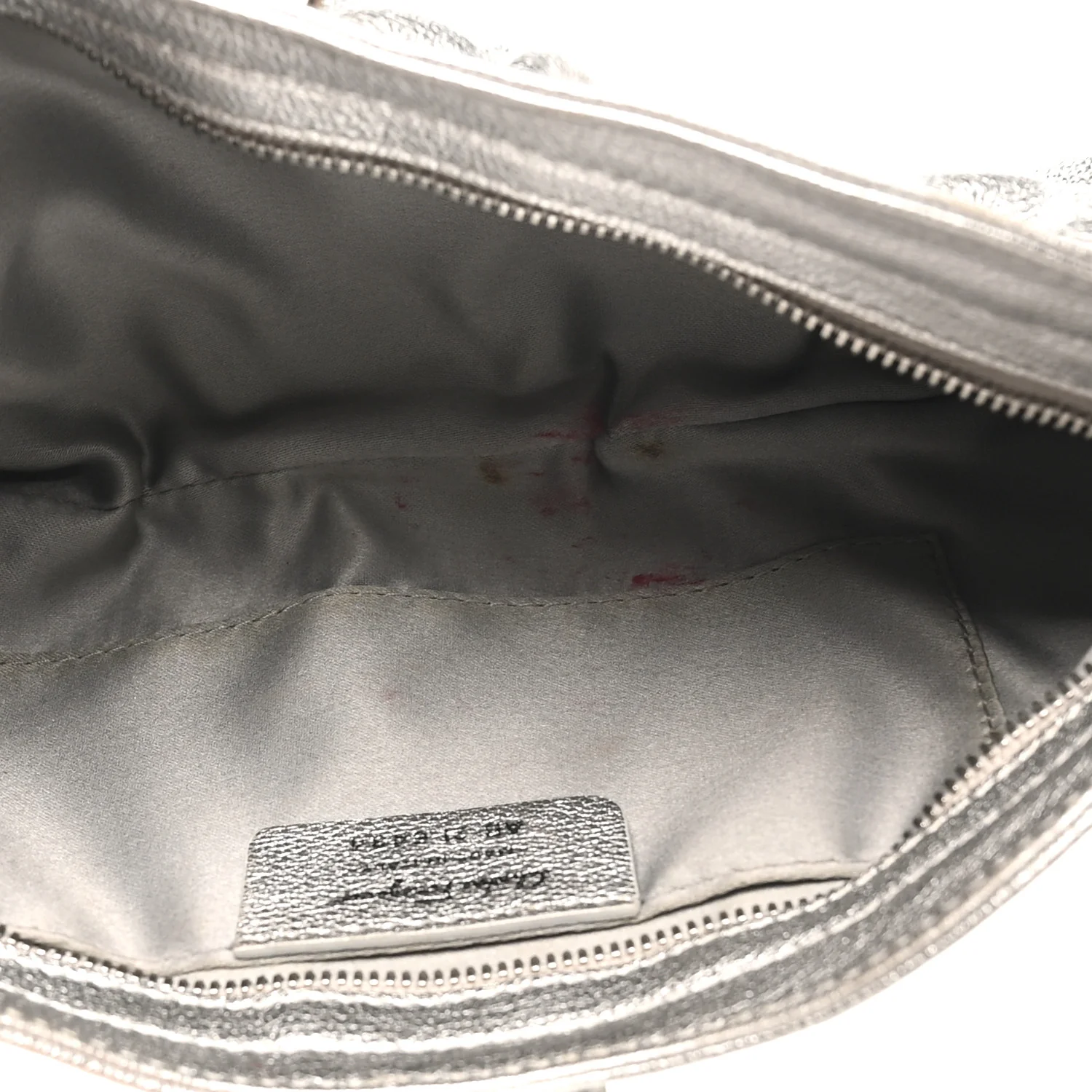 Metallic Calfskin Small Gancini Clutch Silver