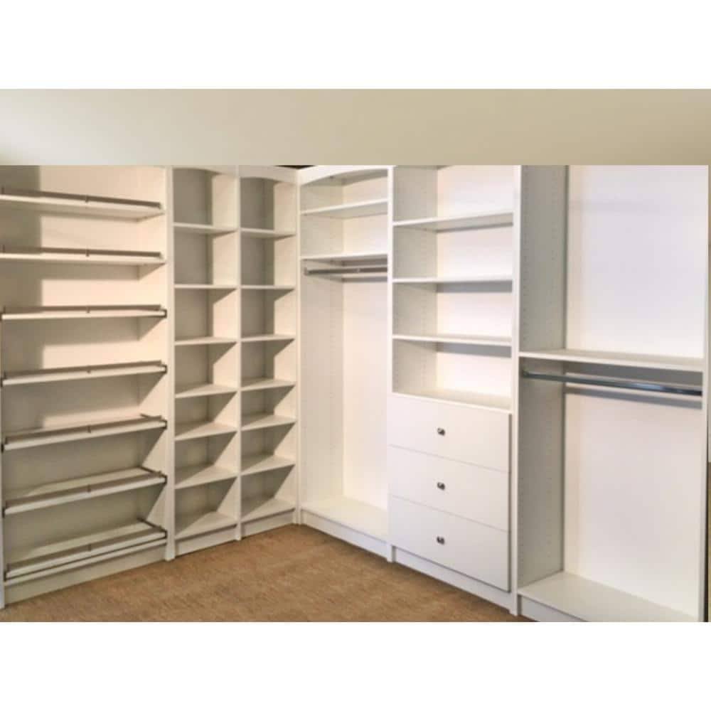Walkin 14 in. D x 159.5 in. W x 84 in. H Gray WoodFreestanding Closet System Several Adjustable Shelves