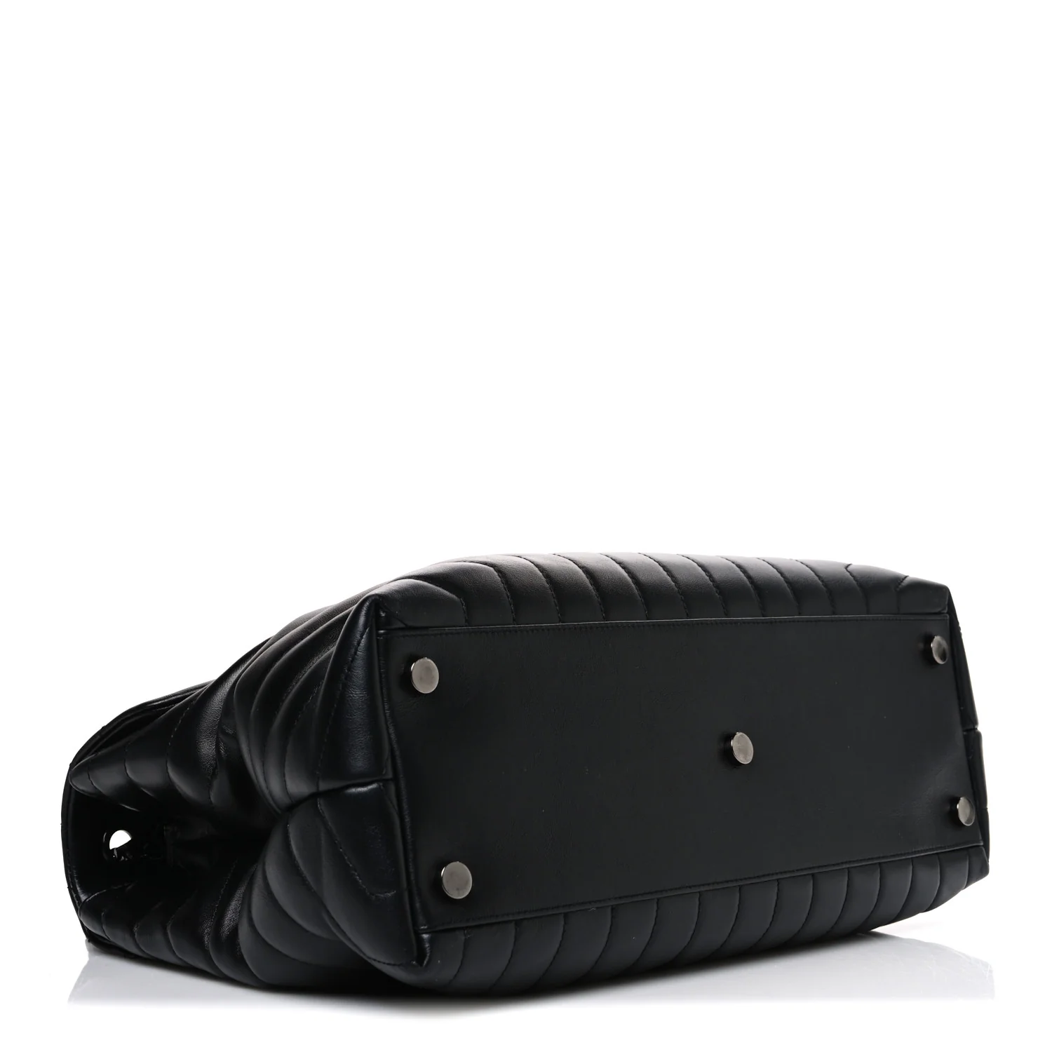 Calfskin Y Quilted Monogram Monochrome Large Loulou Chain Satchel Black