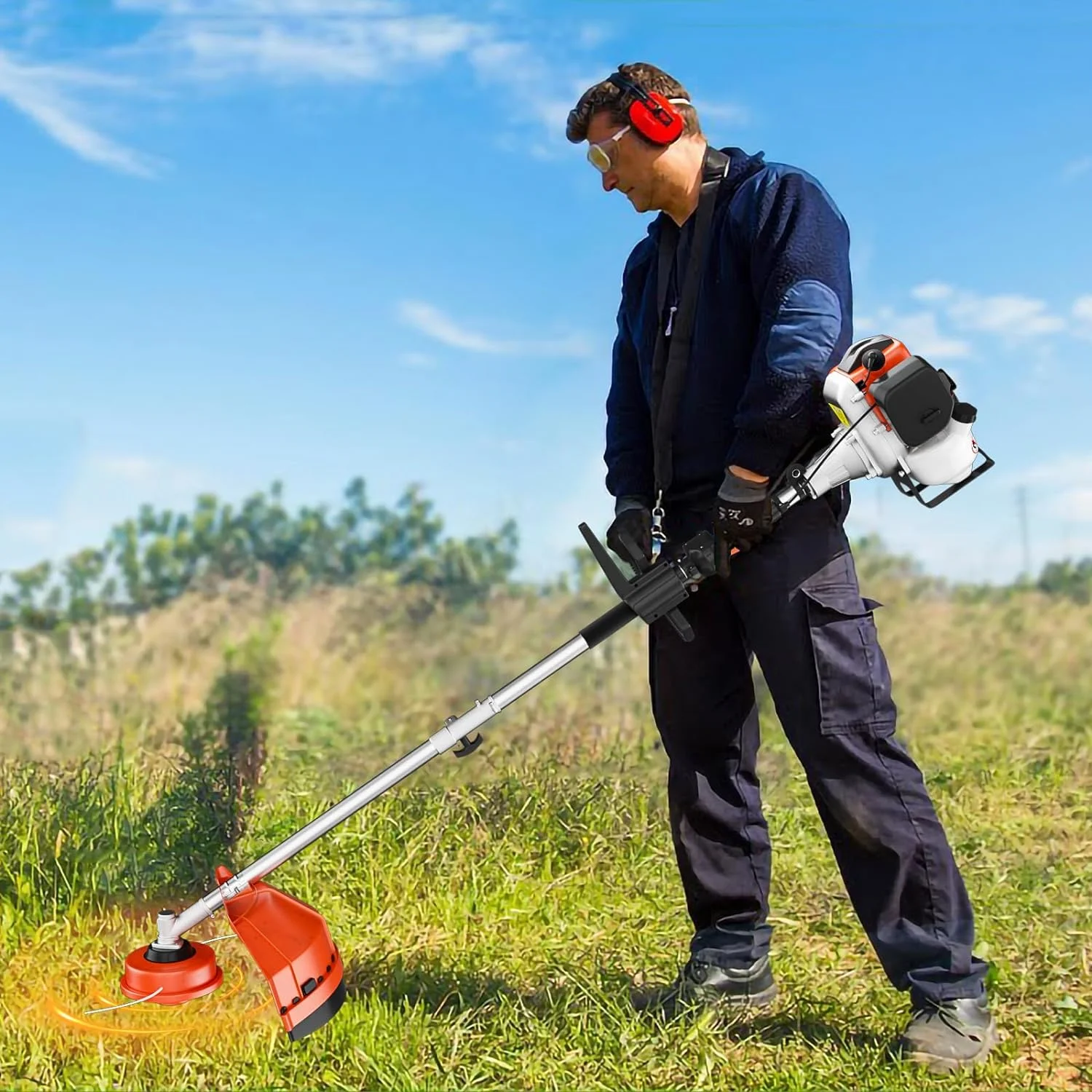 36cc Gas String Trimmer,2-Stroke 3 in 1 Gas Brush Cutter,Weed Eater Gas Powered and Gas Weed Wacke Trimmer for Weeds and Grass(36CC) - Image 8