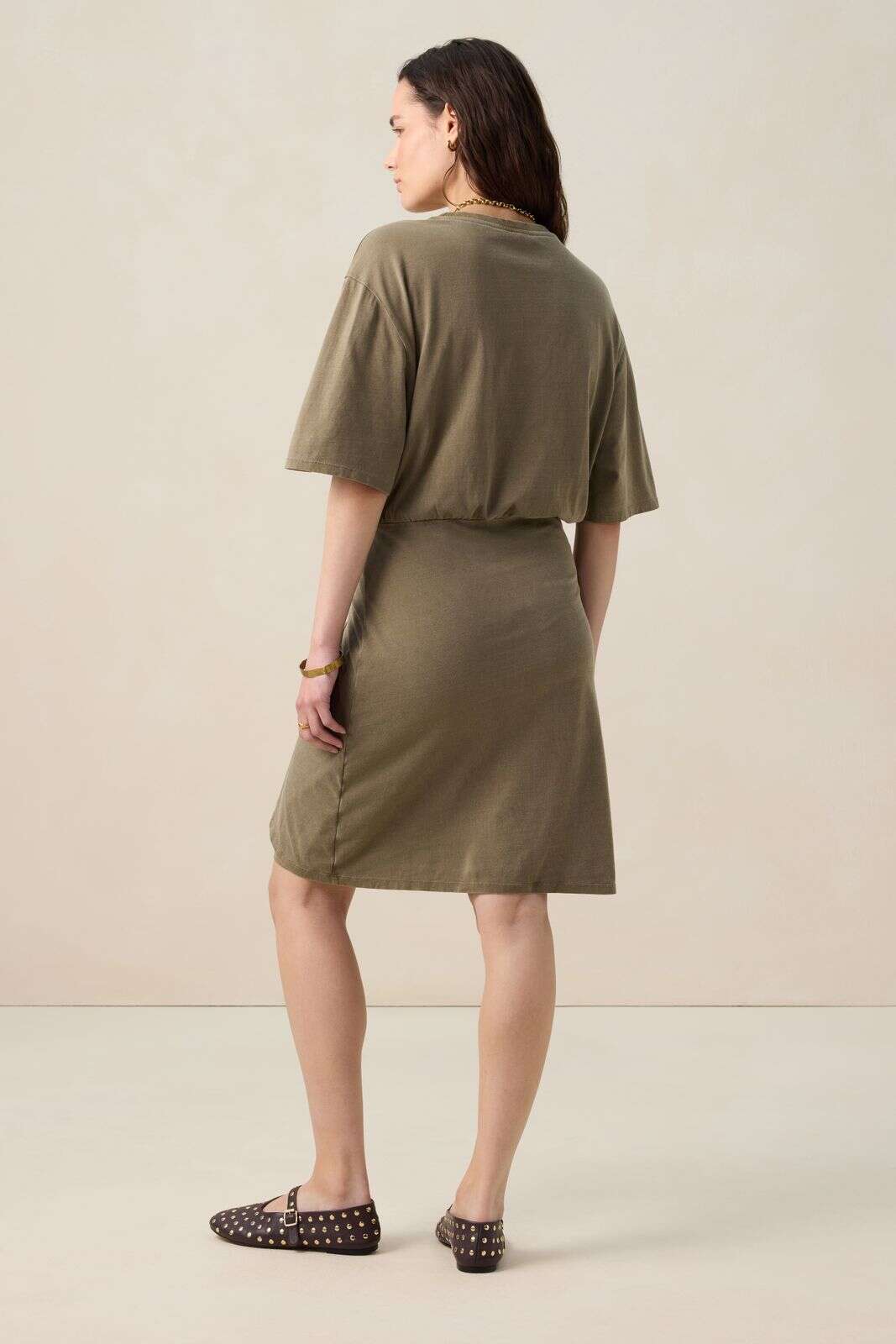 Donkergroene jersey wikkeljurk