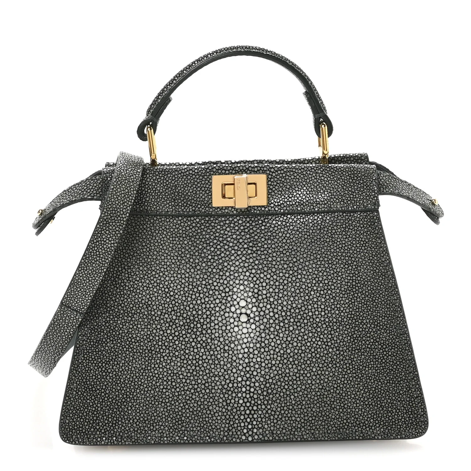 Stingray Shiny Nappa Petite Peekaboo I SEE U Satchel Verde Inglese