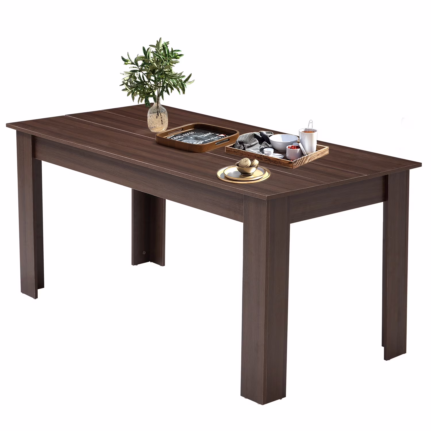 44" Dining Room Bench Set of 2, Wood Linen Fabric Kitchen Benches, Beige Natural(Beige Bench) - Image 7