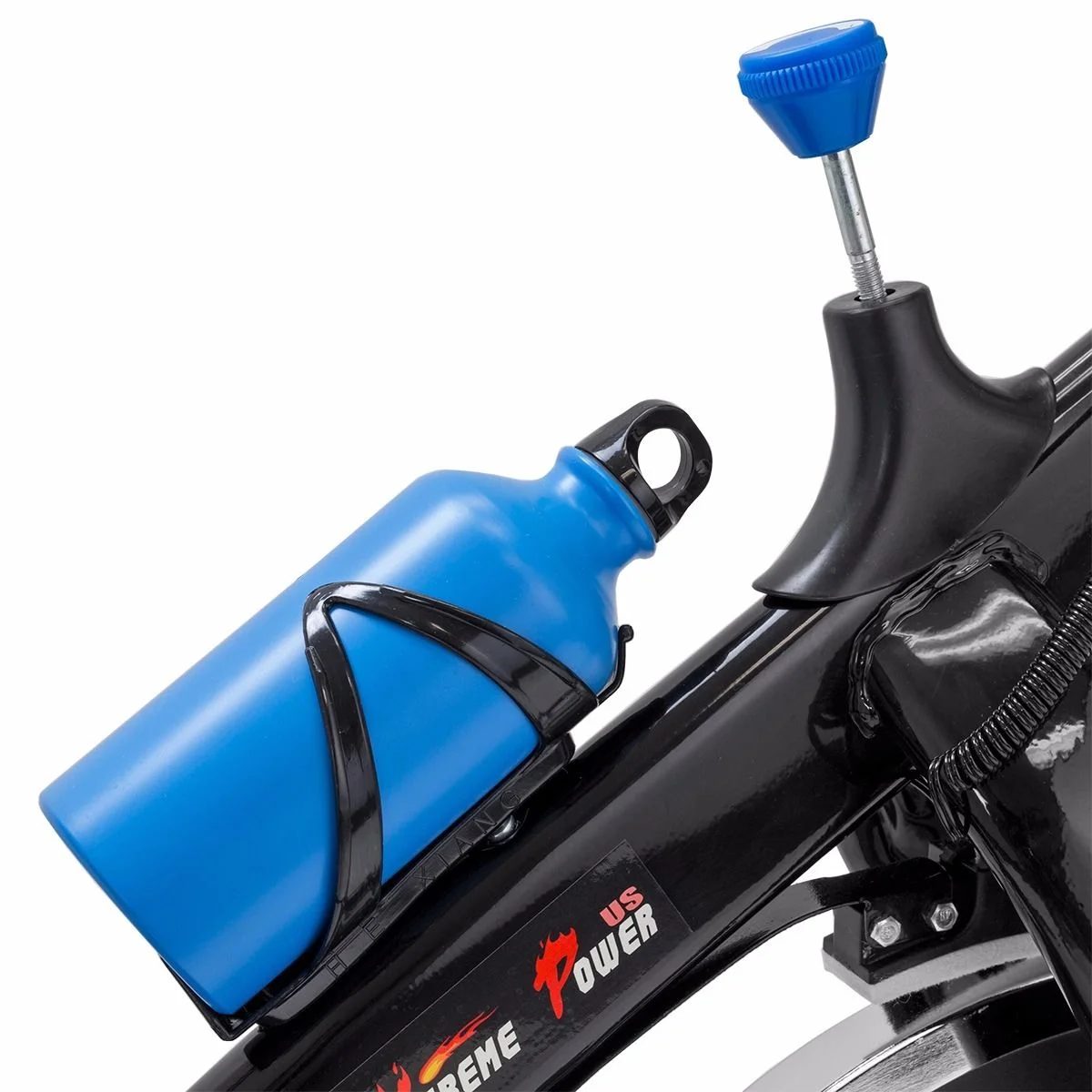 Stationary Exercise Bicycle Bike Cycling Cardio Health Workout Fitness with Bottle Holder Heart Pulse, Blue(Steel, Metal/Blue) - Image 3
