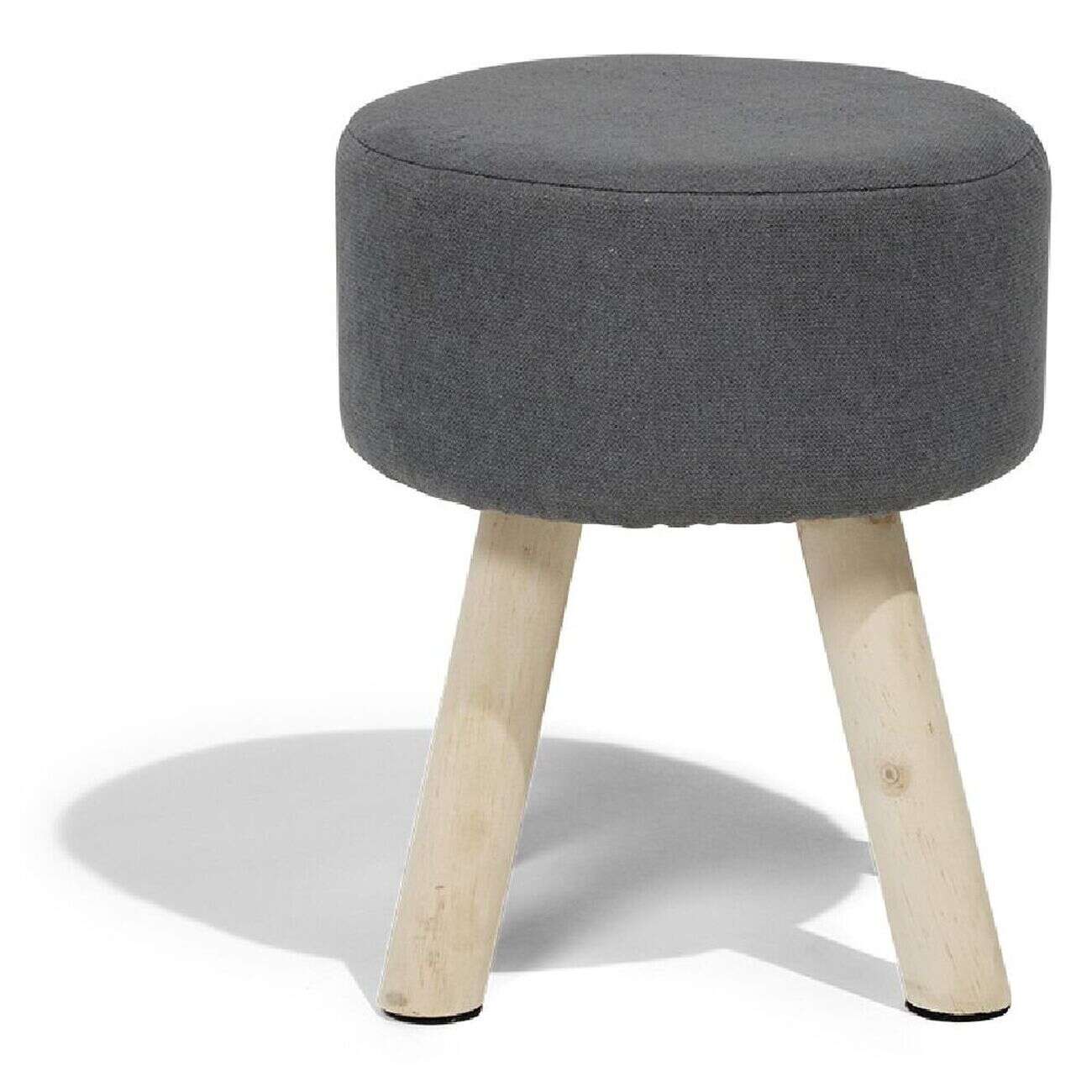 Pouf Gaëlle polyester gris Ø32xH38cm
