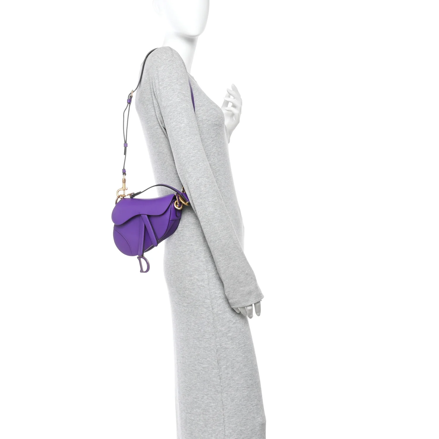 Supple Calfskin Mini Saddle Bag Purple