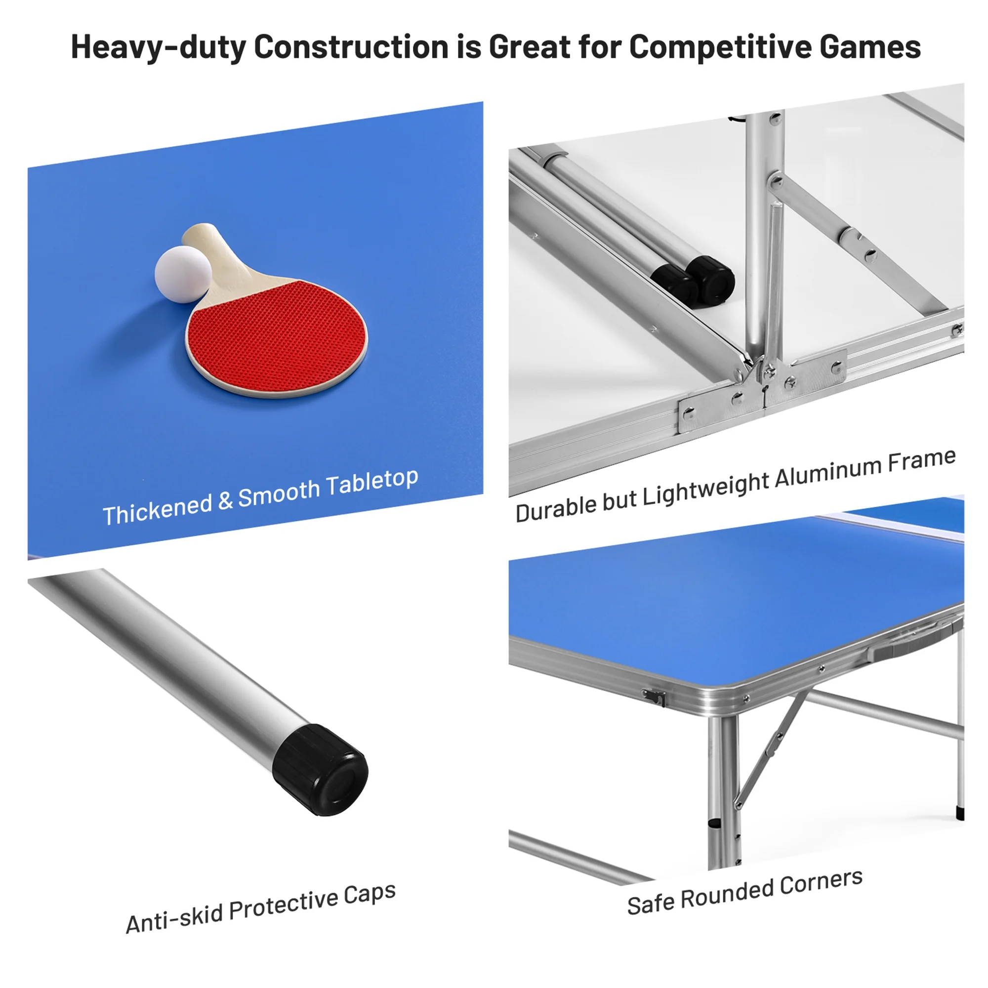Folding Table Tennis Table Portable Ping Pong Table w/ 2 Paddles 2 Balls - Image 8
