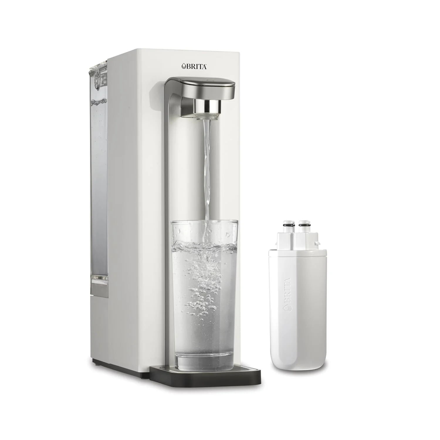 Instant Powerful Countertop Water Filter System, Corded Electric ,12 Cup Water Reservoir, Includes 6 Month Carbon Block Filter, White, 87340