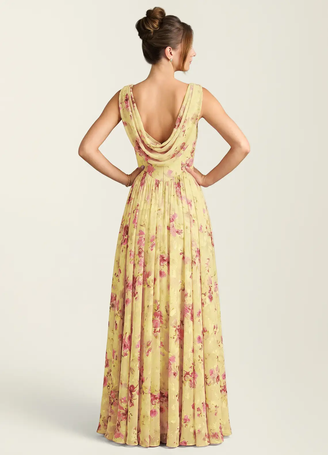 Aurelie Light Yellow Lace A-Line Dress