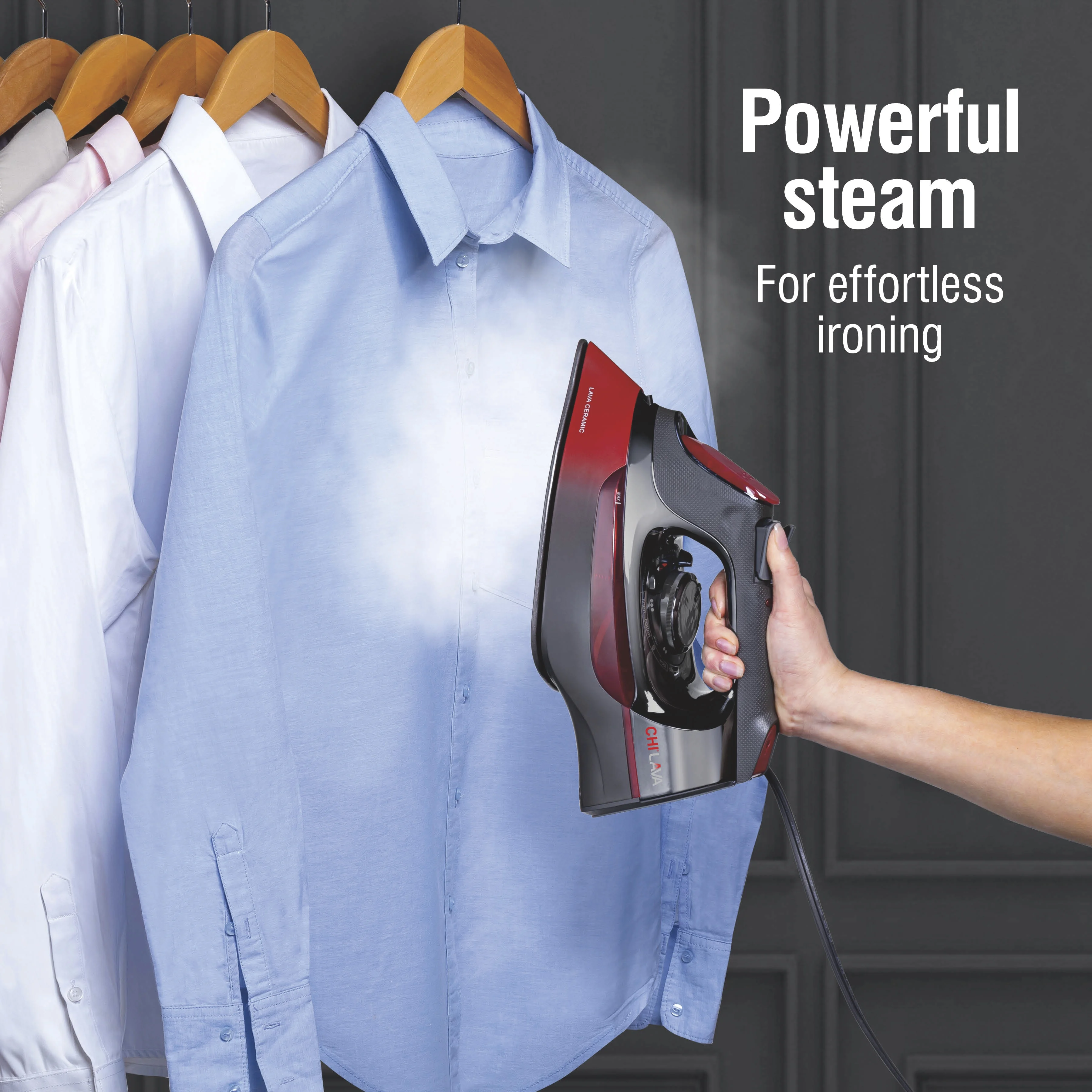 Lava Clothing Iron, Steam Iron for Clothes with Lava Ceramic Soleplate Retractable Cord, Black - Image 3