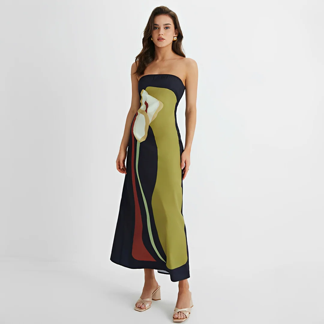 Delaney - Robe Élégante à Motifs Floraux Sans Bretelles
