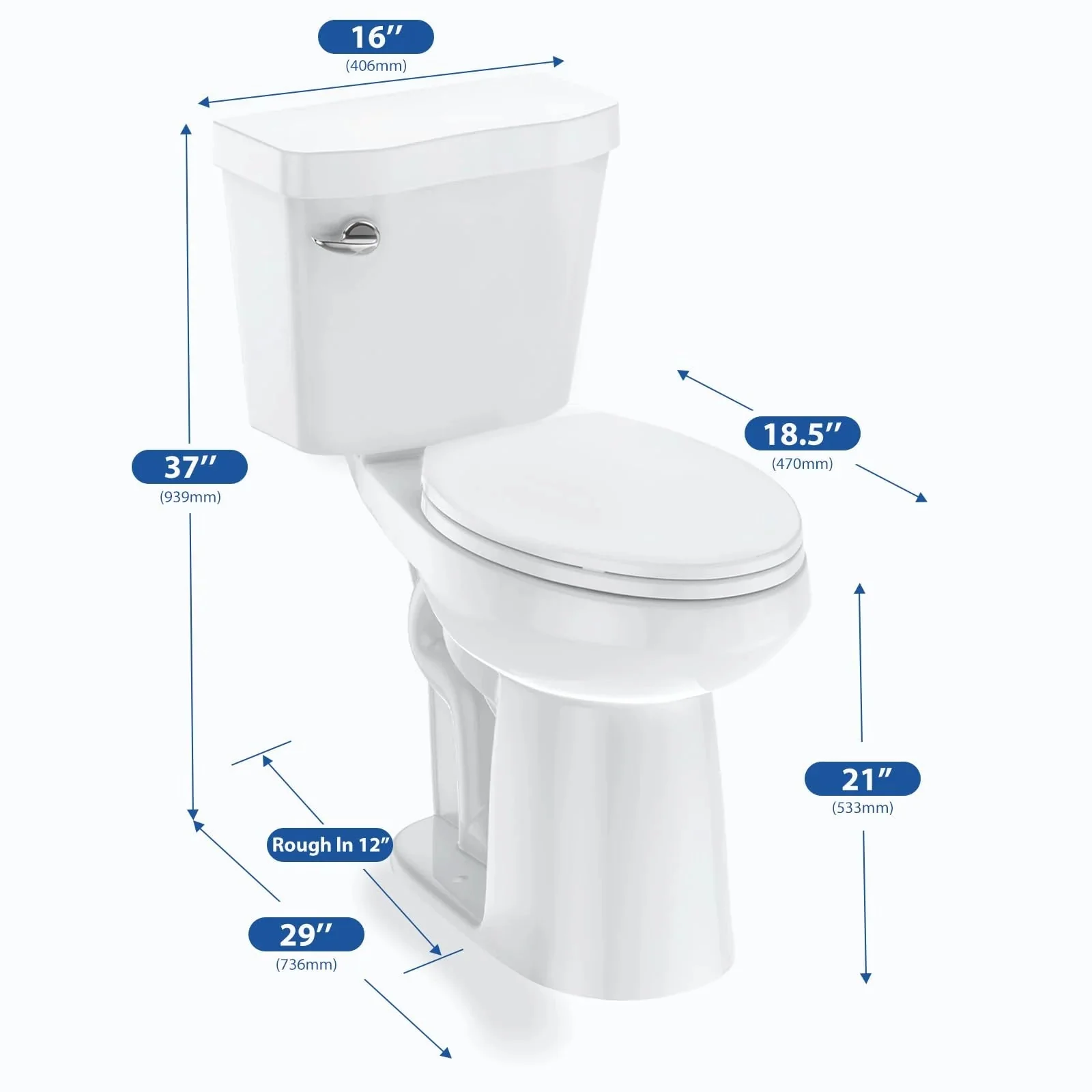 21TOILET, Elongated Toilets for Bathrooms, Two-piece Toilet with Soft Close Seat, 1.28 Siphonic Flush Toilet with Universal Height Ada…