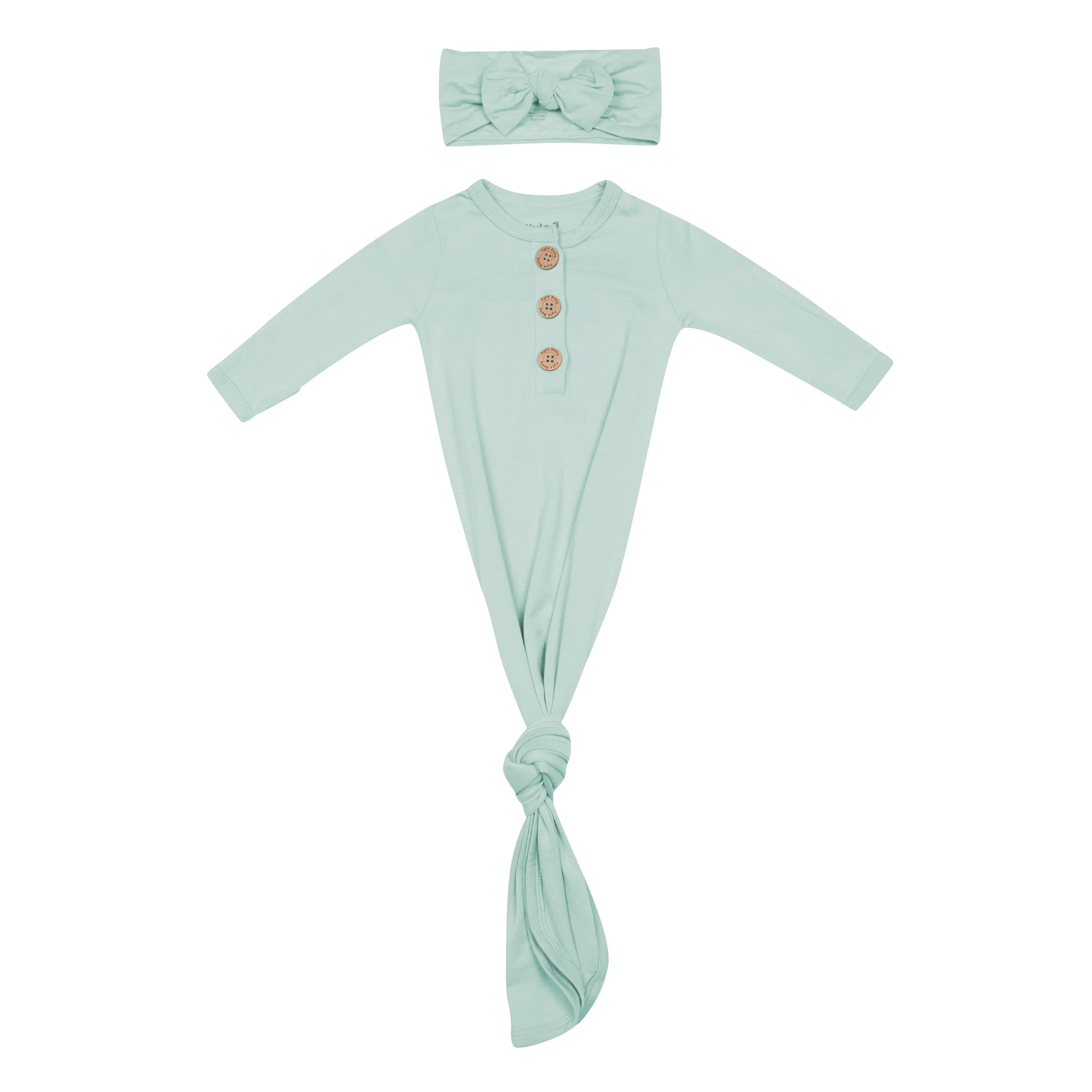 Knotted Day Gown with Bow Set in Sage