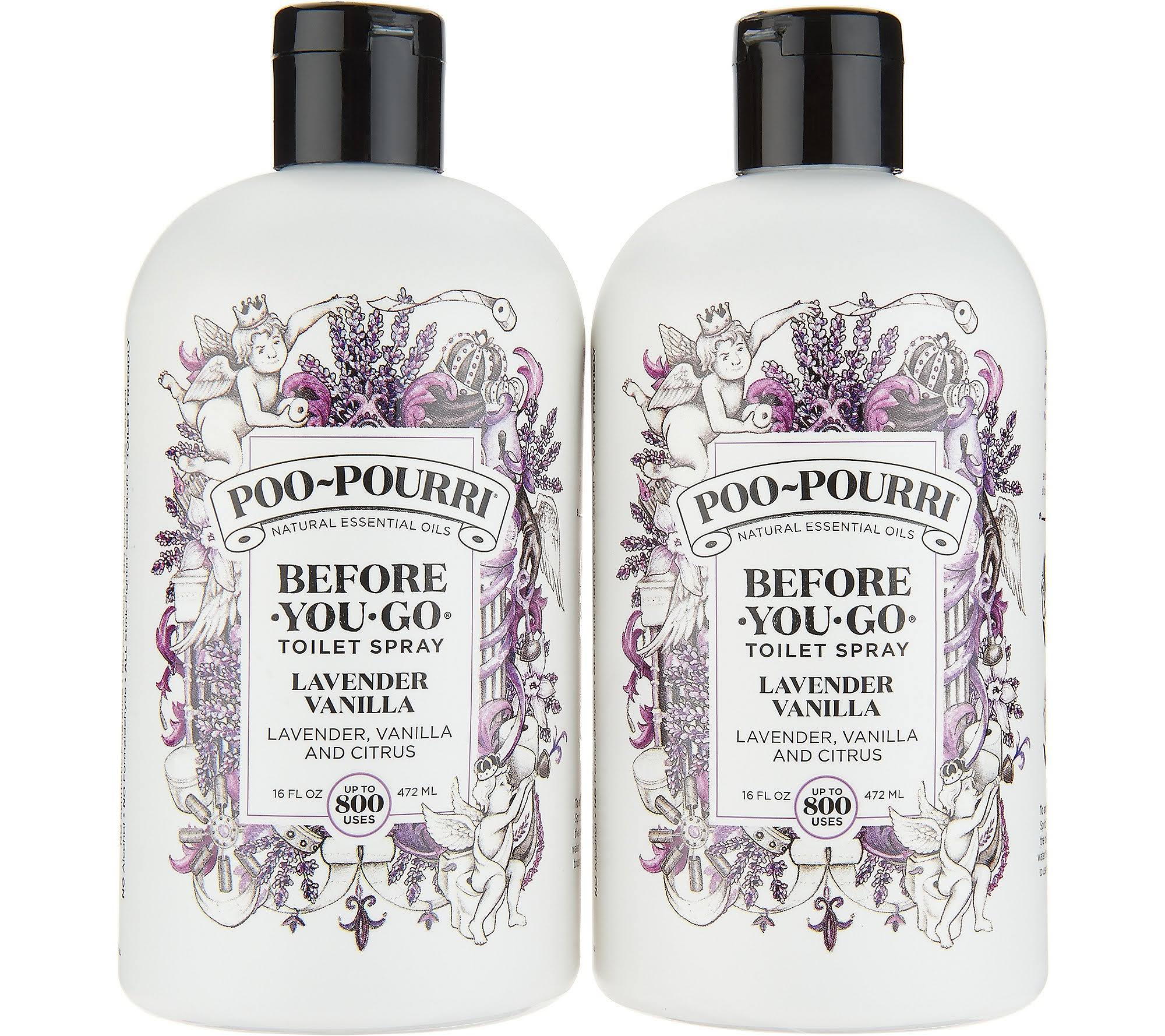 Poo-Pourri Set of (2) 16oz. Bathroom Deodorizer Refill Bottles ,LavenderVanilla