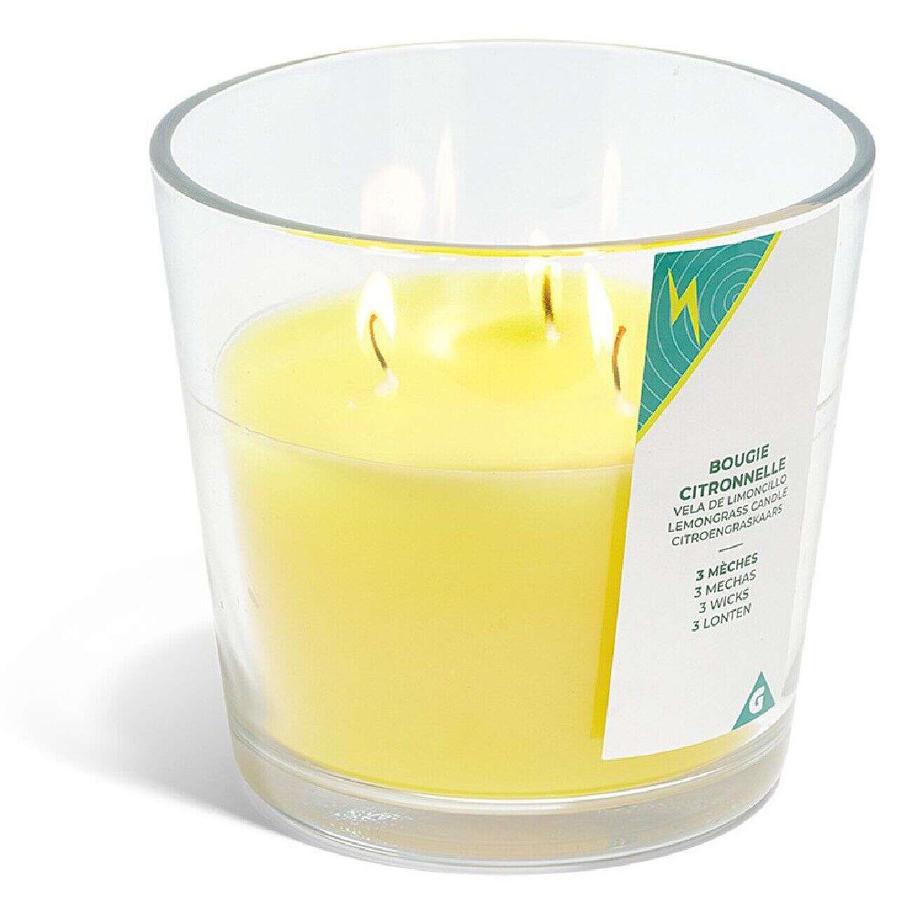Bougie citronnelle 3 mèches Ø13xH12,5cm