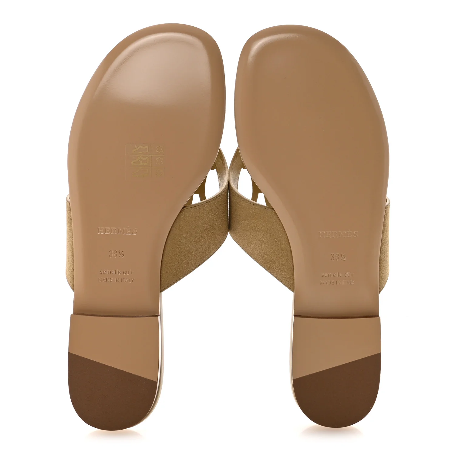 Suede Goatskin Womens Mage Sandals 38.5 Beige Albatre