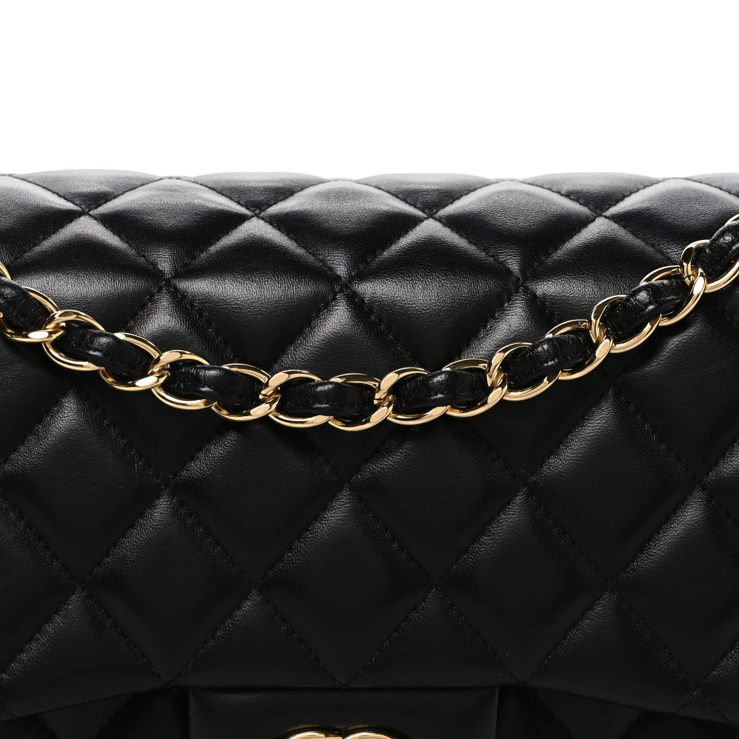 Lambskin Quilted Jumbo Double Flap Black