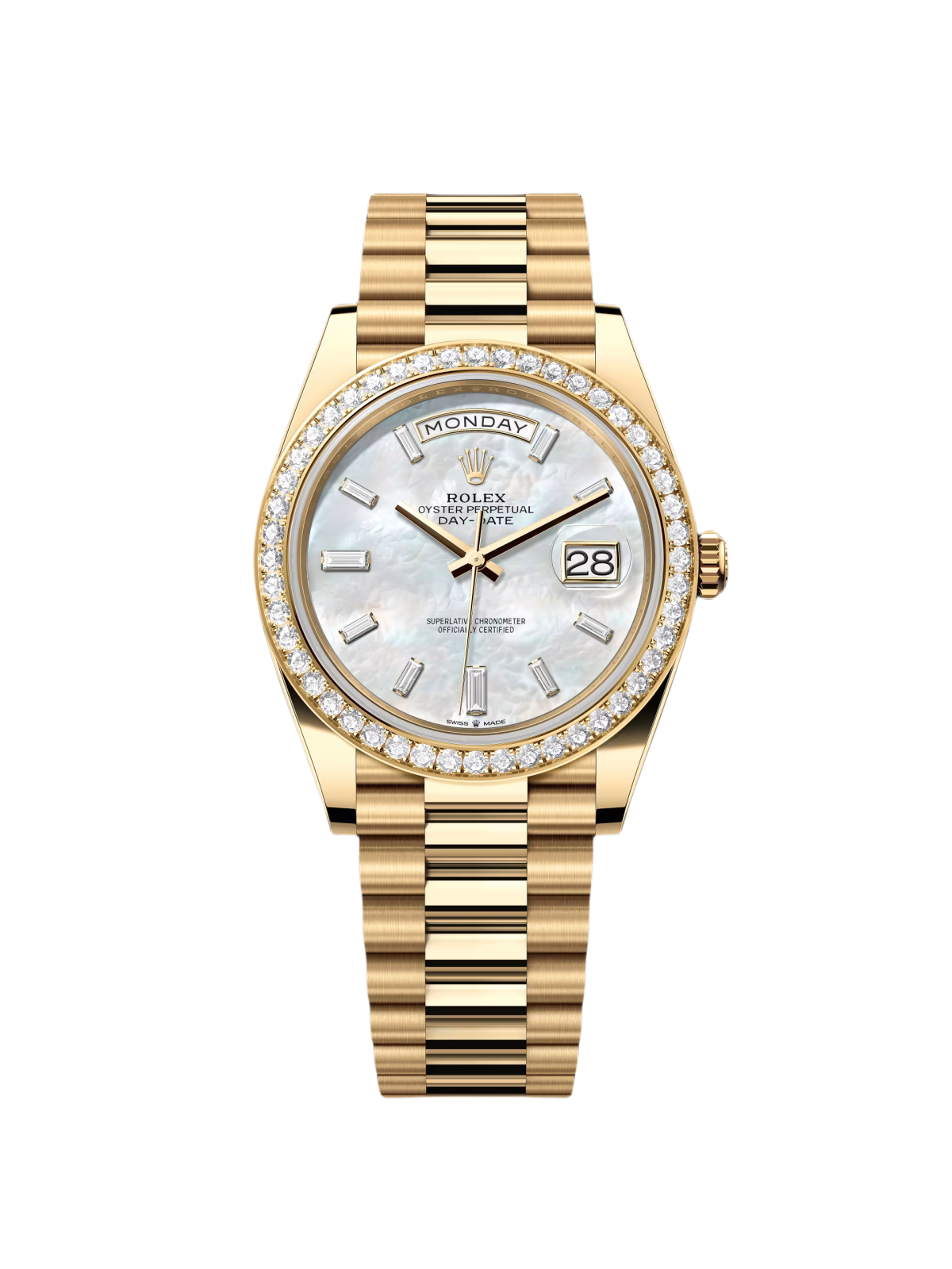 【Super Clone】RLX Day-Date 40mm White Mother-of-Pearl Dial President Watch 228348RBR-0046
