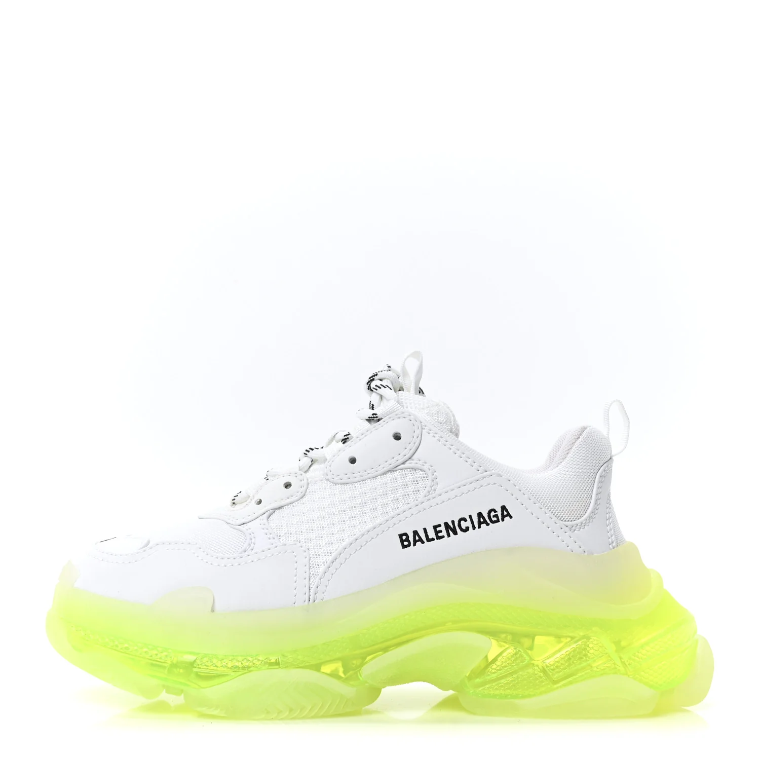 Fabric Mesh Clear Sole Fluo Womens Triple S Sneakers 38 White Fluo Yellow