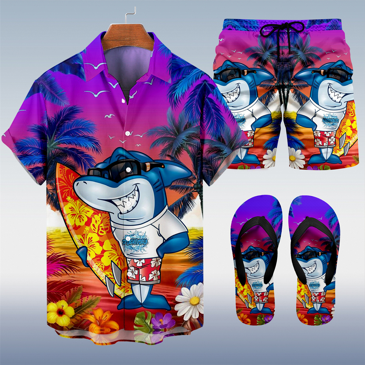 Ensemble trois pièces Suitmens pour homme, imprimé Tiki Party Hawaïen, référence 022