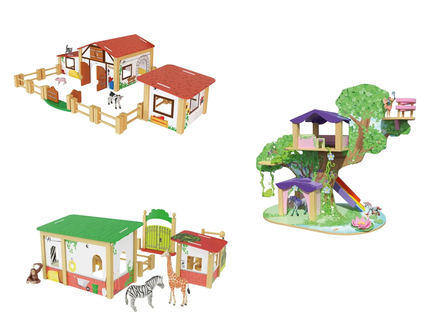 Playtive Ferme, enclos de zoo ou arbres  fes