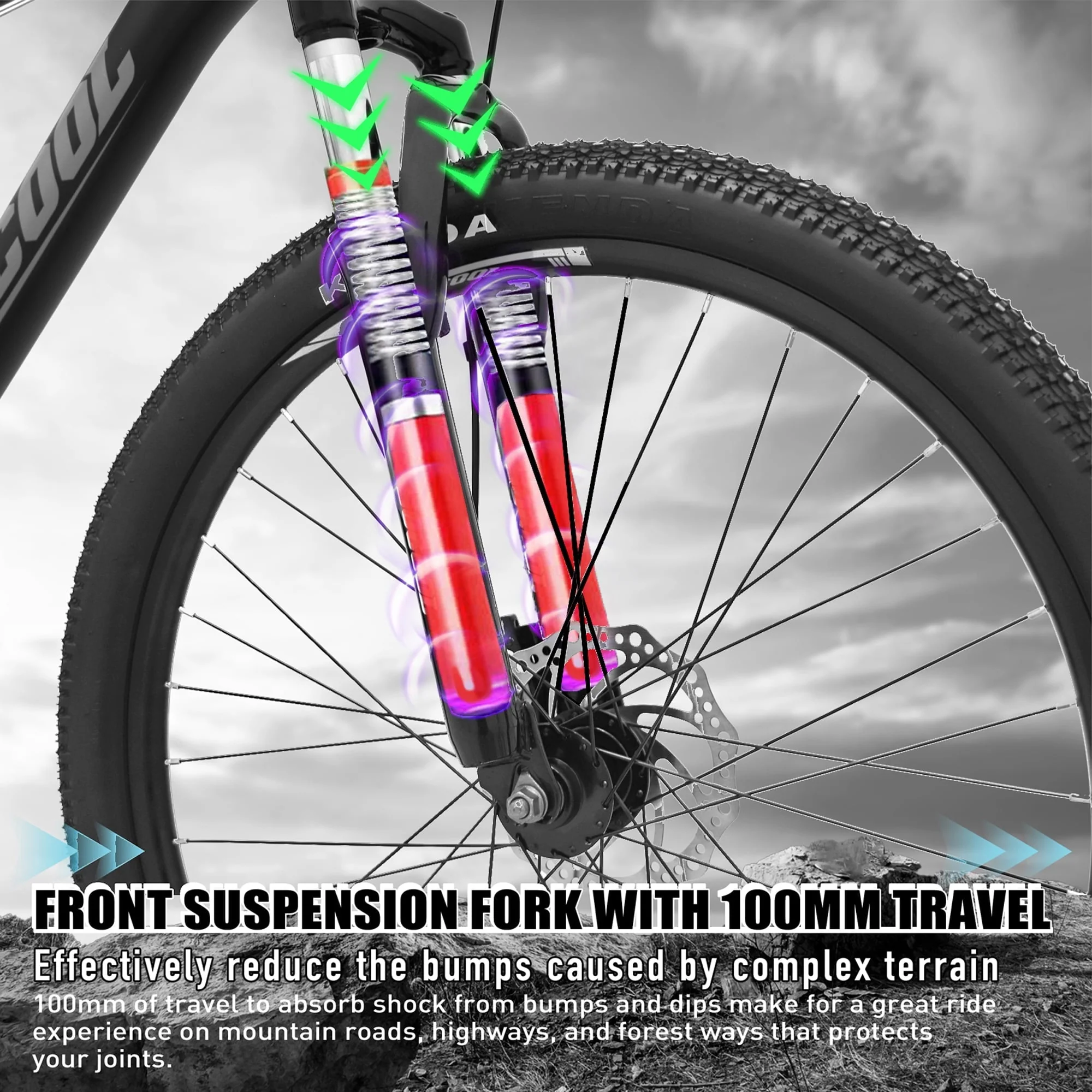 Feildoo Mountain Bike, 26 - Inch Wheel, 21 Speeds, - Black & Red