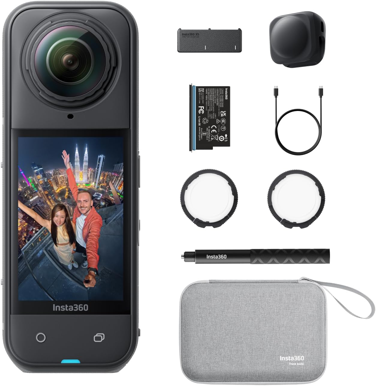 Insta360 X5 Essentials Bundle - Waterproof 8K 360° Action Camera  Leading Low Light  Invisible Selfie Stick Effect  Rugged and Replaceable Lens  3-Hour Battery  Built-in Wind Guard  Stabilization