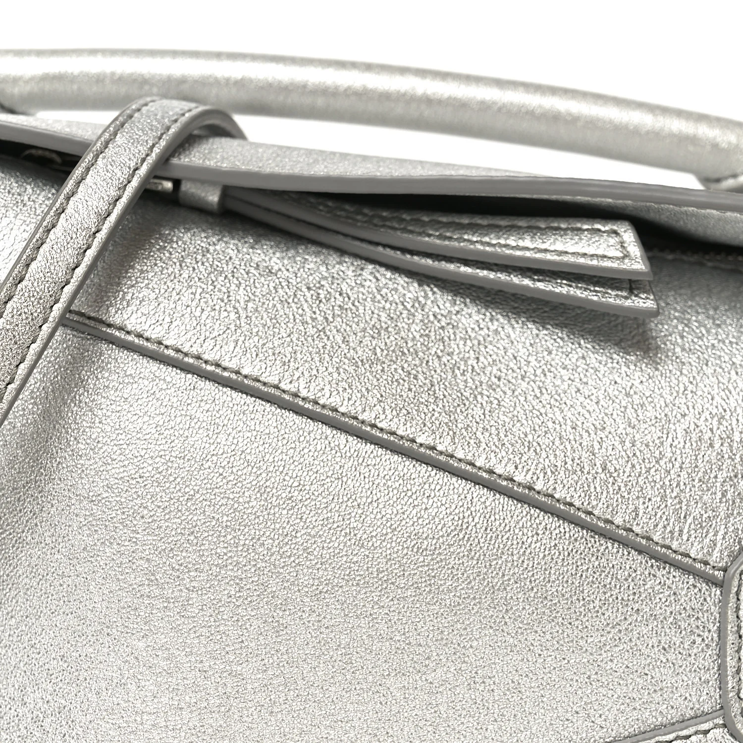 Laminated Lambskin Mini Puzzle Edge Bag Silver