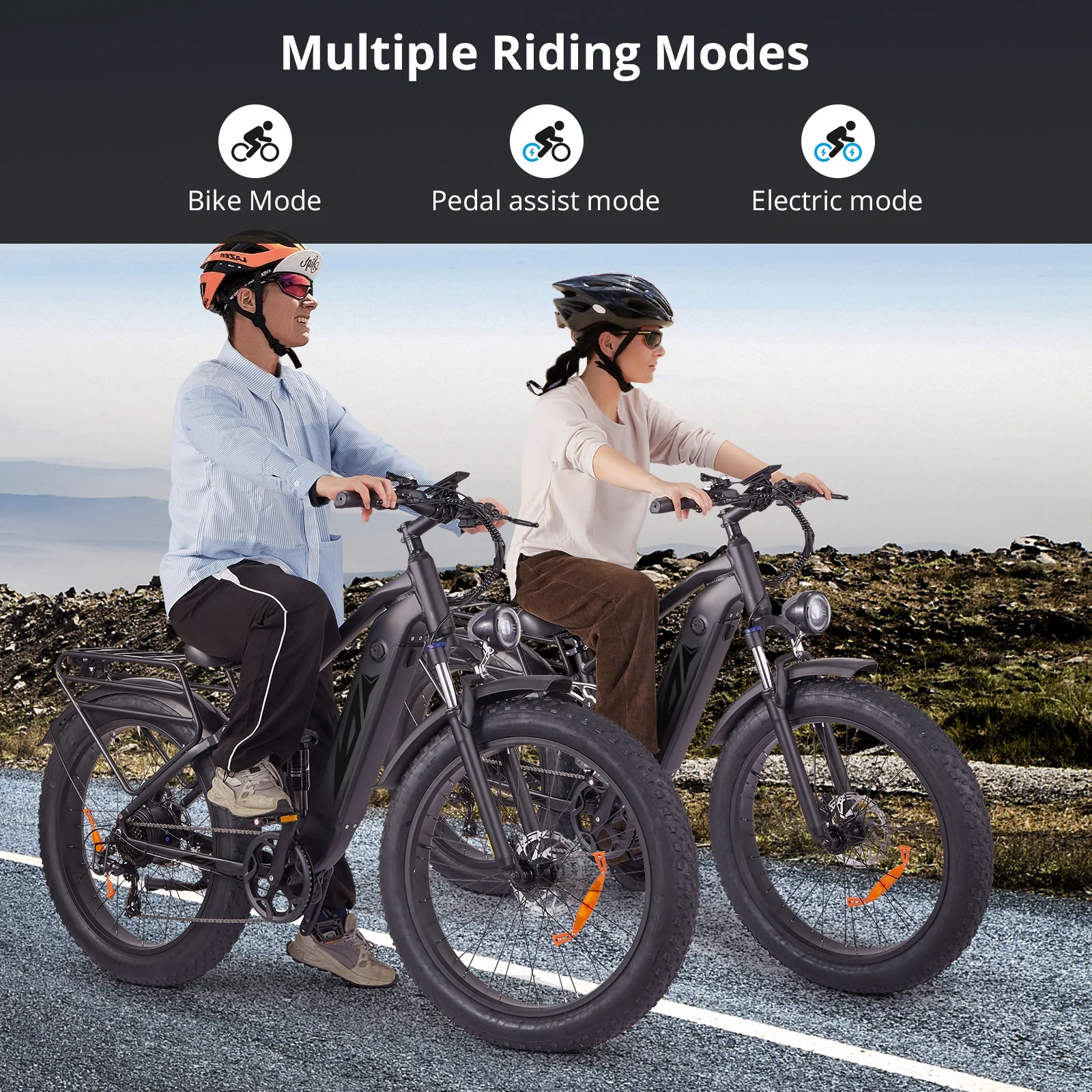 Electric Bike for Adults,1000W E Bikes for Men,26" Fat Tire Electric Bikes,48V 17.5AH Battery,28MPH,7 SpeedDual Hydraulic Disc Brakes,LCD Screen,60Miles Range,Electric Mountain Bicycle(gray with pattern) - Image 6