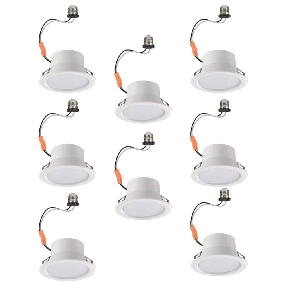 Commercial Electric 4 in. Smart Adjustable CCT Integrated LED Recessed Light Trim Powered by Hubspace New Construction Remodel (8-Pack)