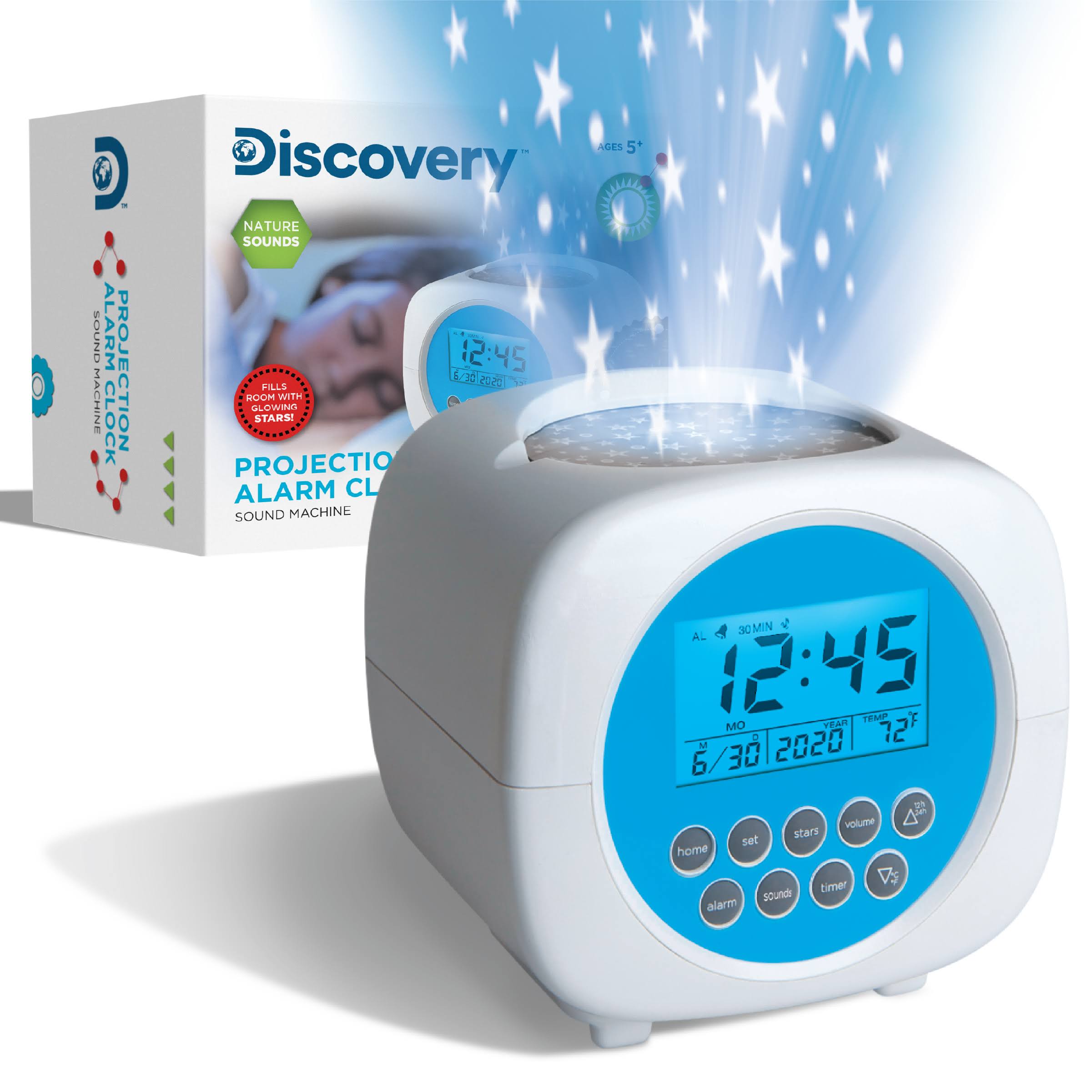 Discovery Projection Alarm Clock Star Kids - White