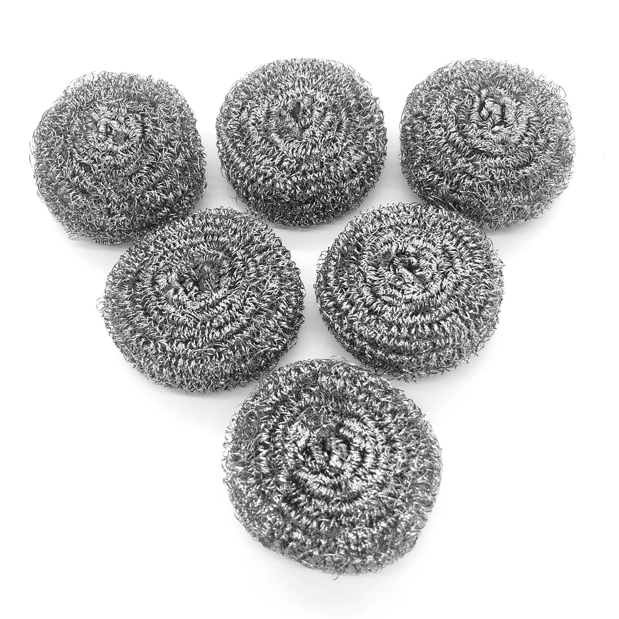 6 Pack Stainless Steel Sponges Scrubbing Scouring Pad Steel Wool Scrubber for Kitchens Bathroom and More