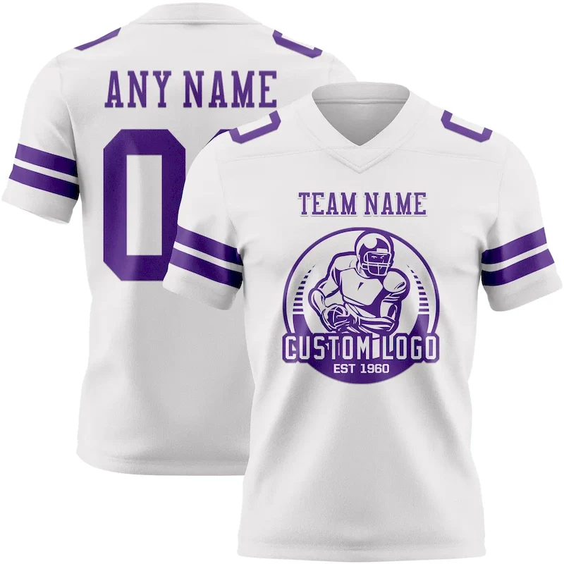 Custom White Purple Mesh Authentic rugby jersey