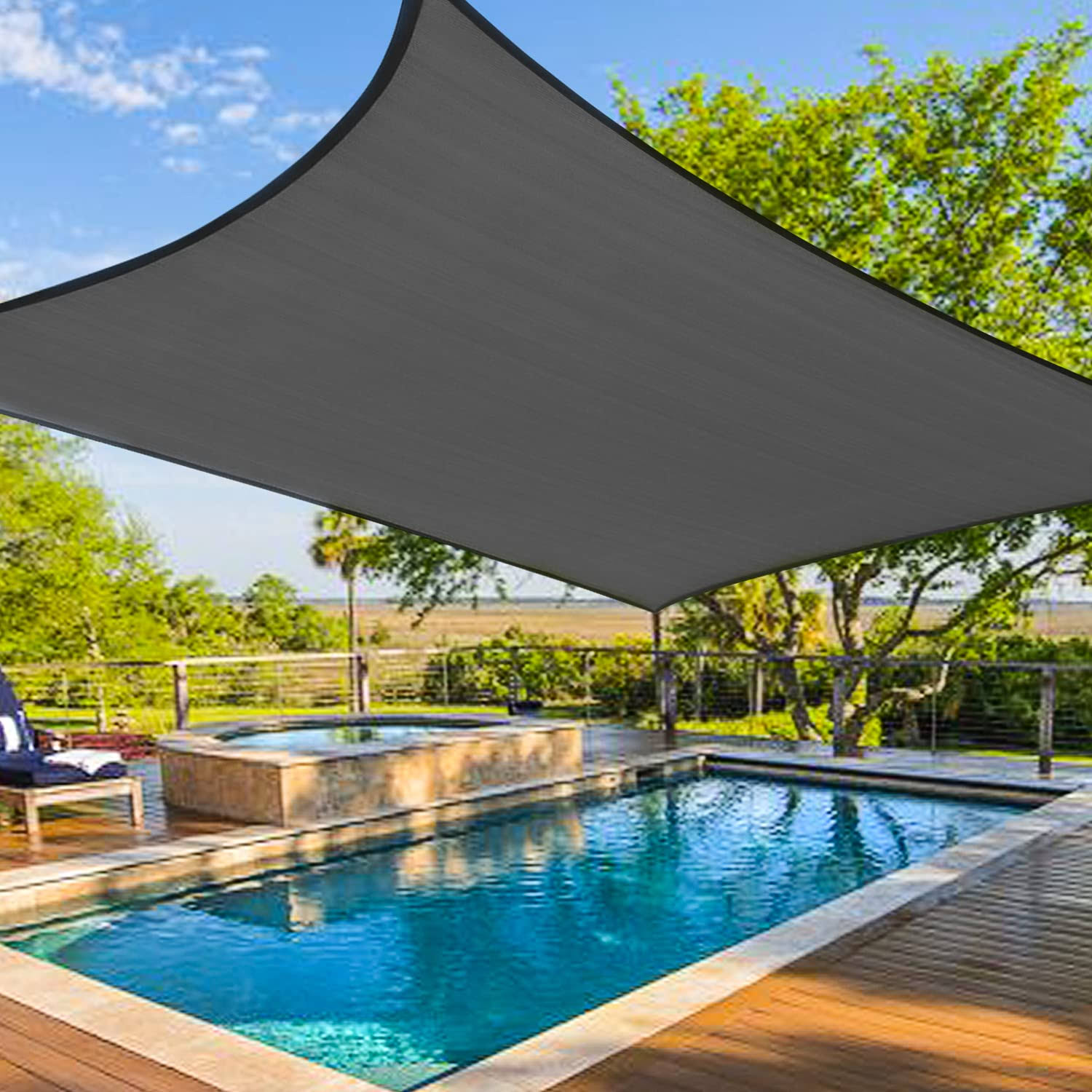 Amagenix Sun Shade Sails Canopy, Dark Gray Rectangle Outdoor Shade Canopy 16' x 20' UV Block Canopy for Outdoor Patio Garden Backyard