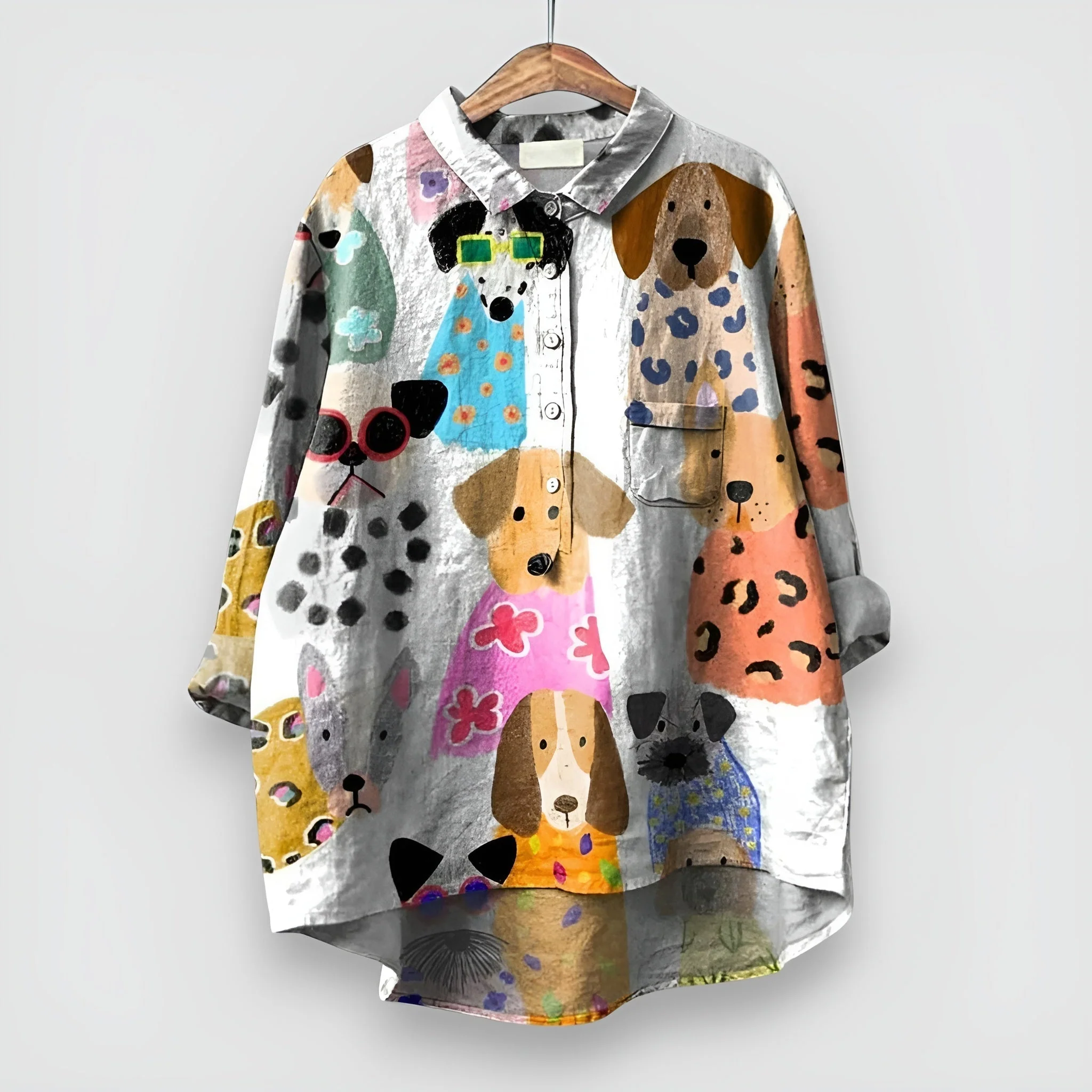 Kathrin - Blouse pour femmes avec imprimé de chiens